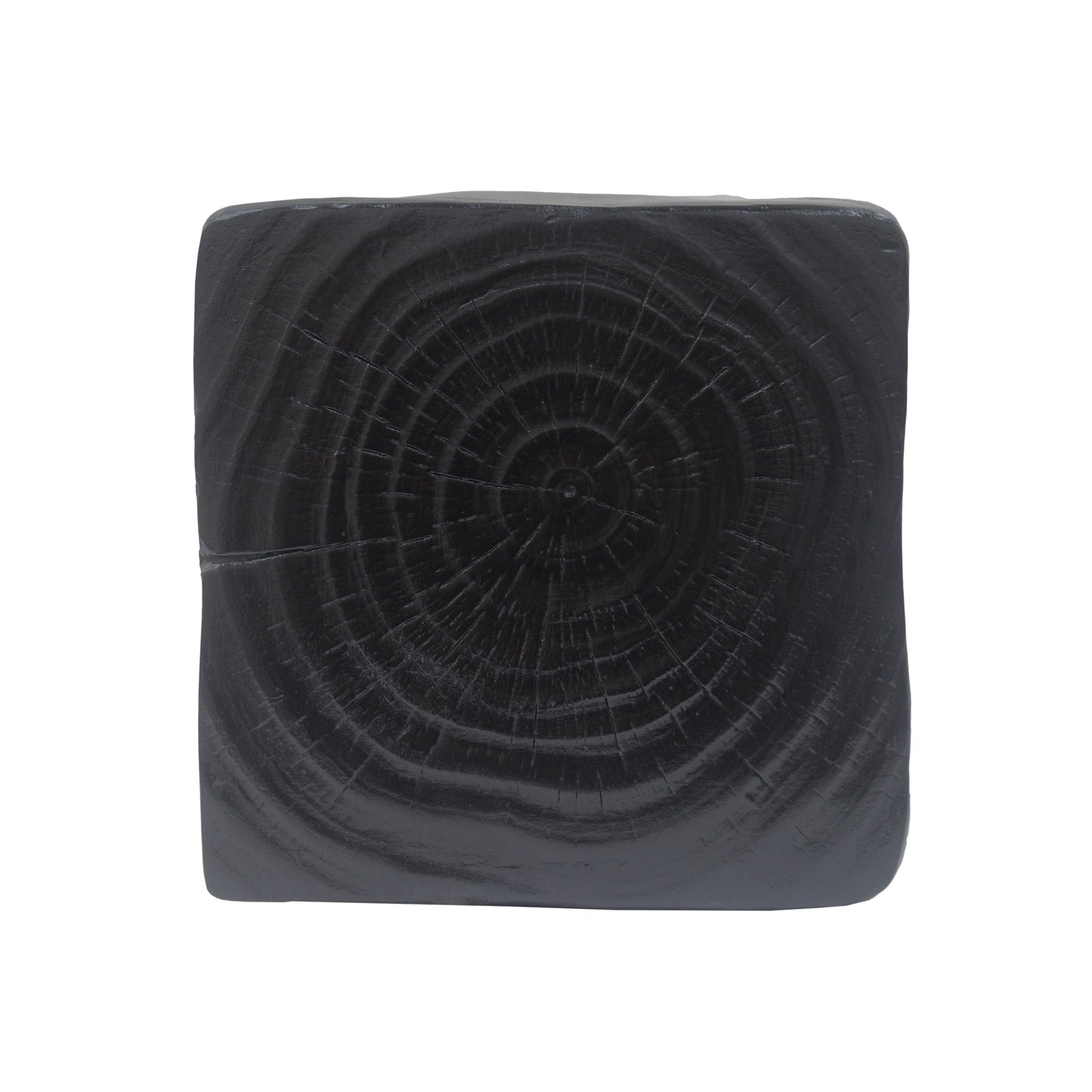 Rustic black wood block with prominent grain for decorative display
