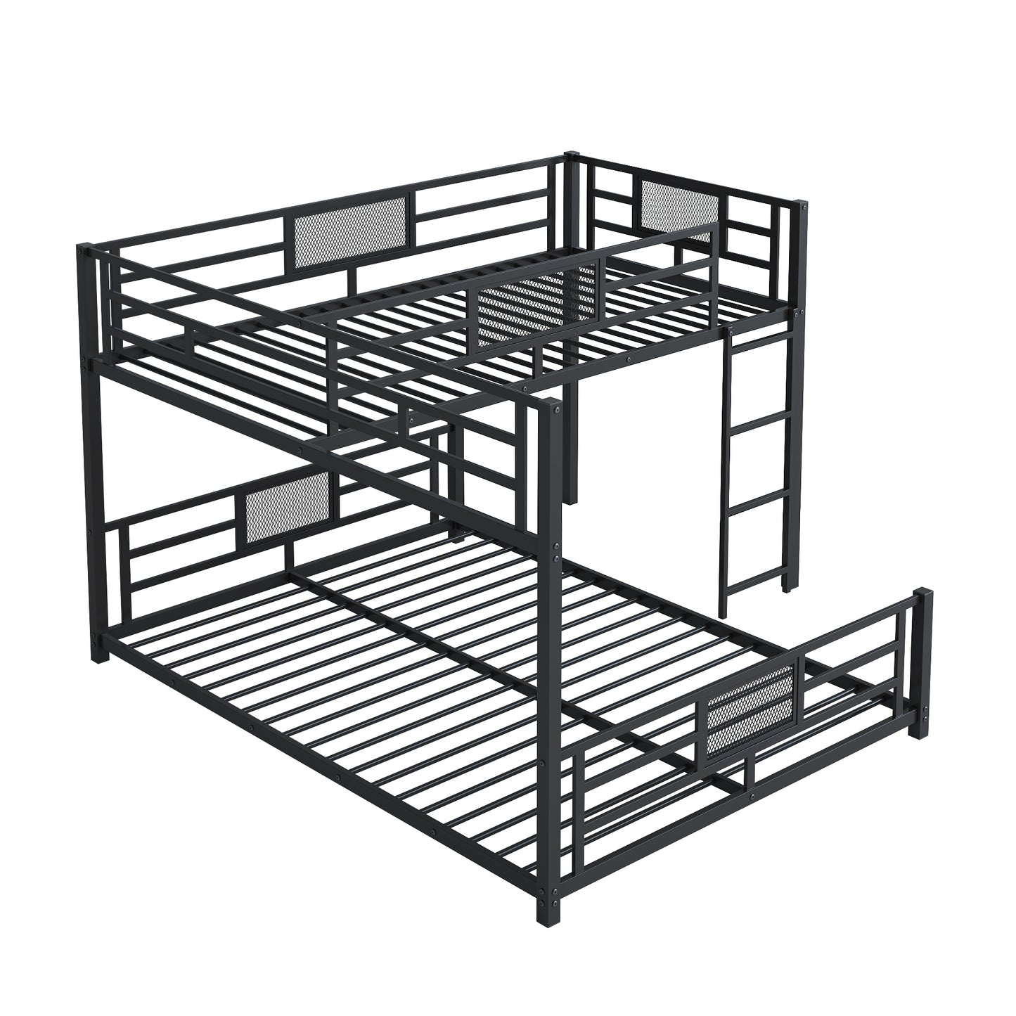 Black metal bunk bed with ladder and safety rails ideal for childrens rooms