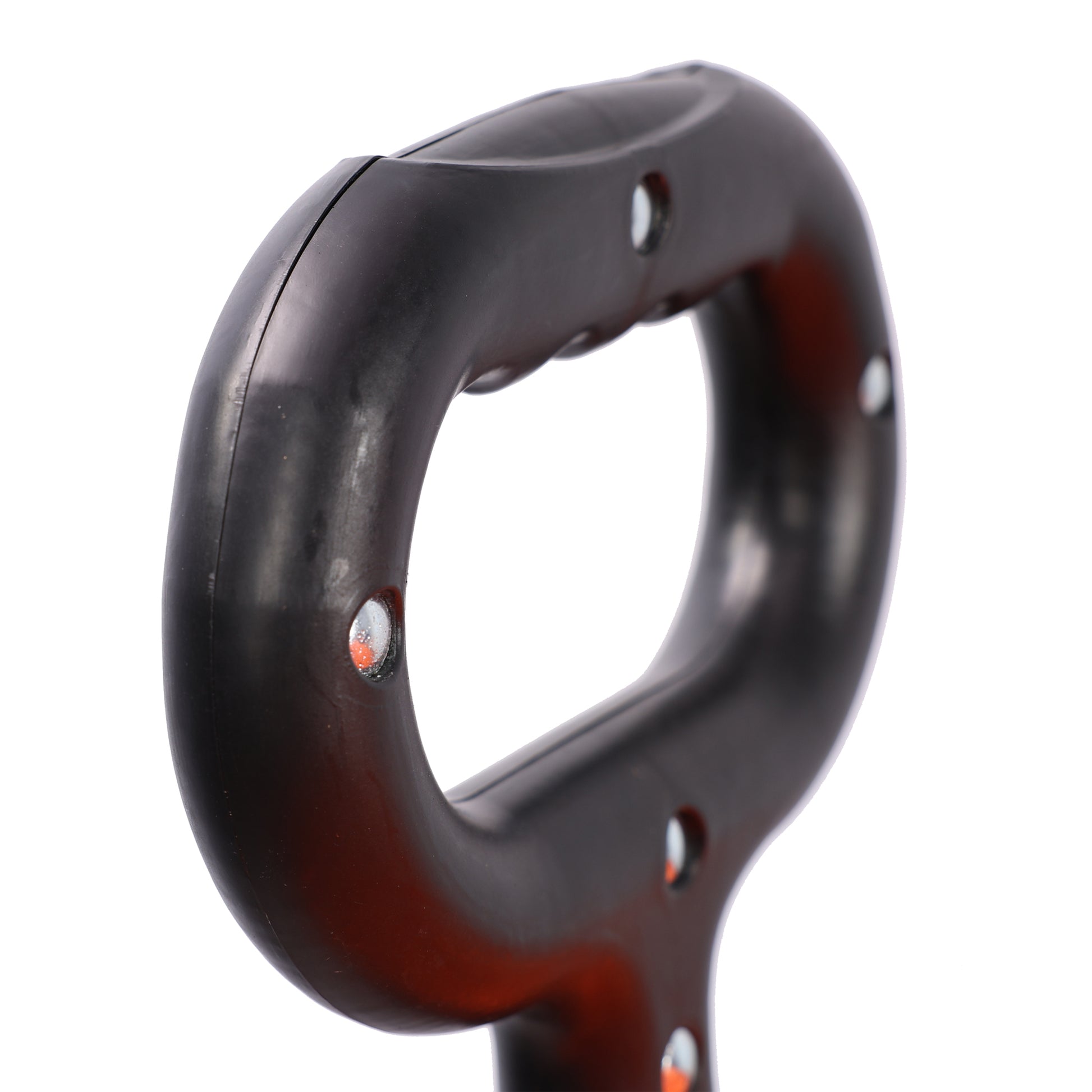Ergonomic black plastic handle with silver screws ideal for toolboxes