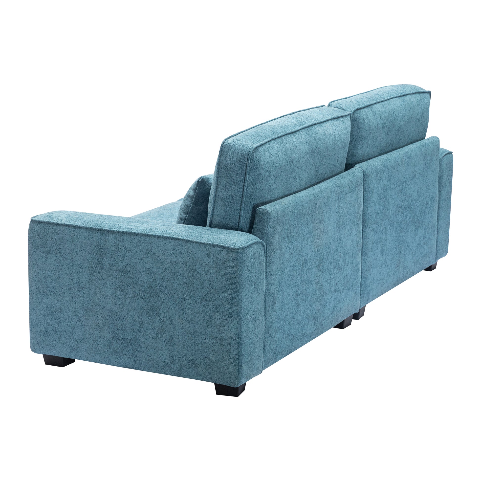 Contemporary blue fabric sofa with deep seats and plush cushions for ultimate comfort