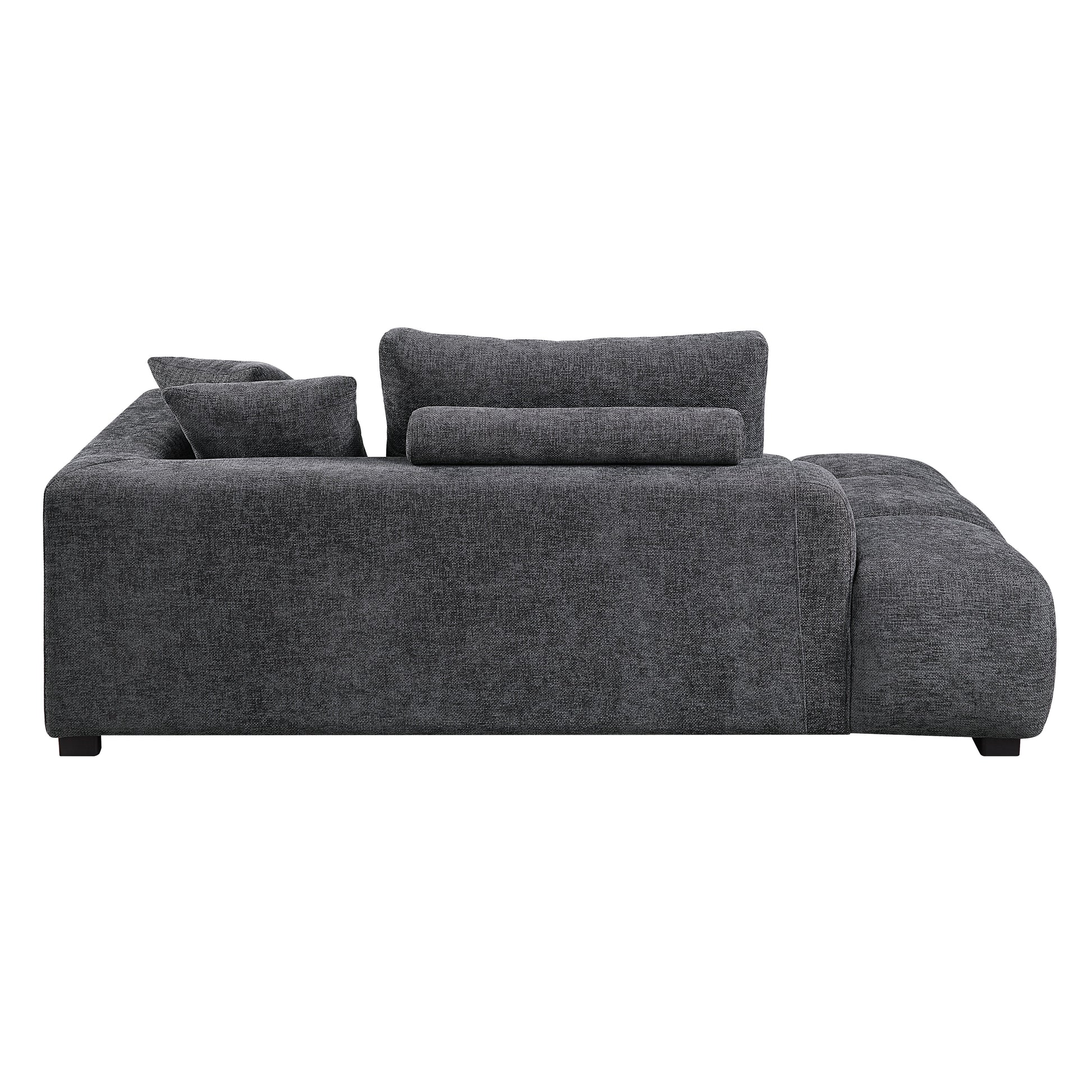 Modern charcoal grey fabric sectional sofa with plush cushions for comfortable living room seating