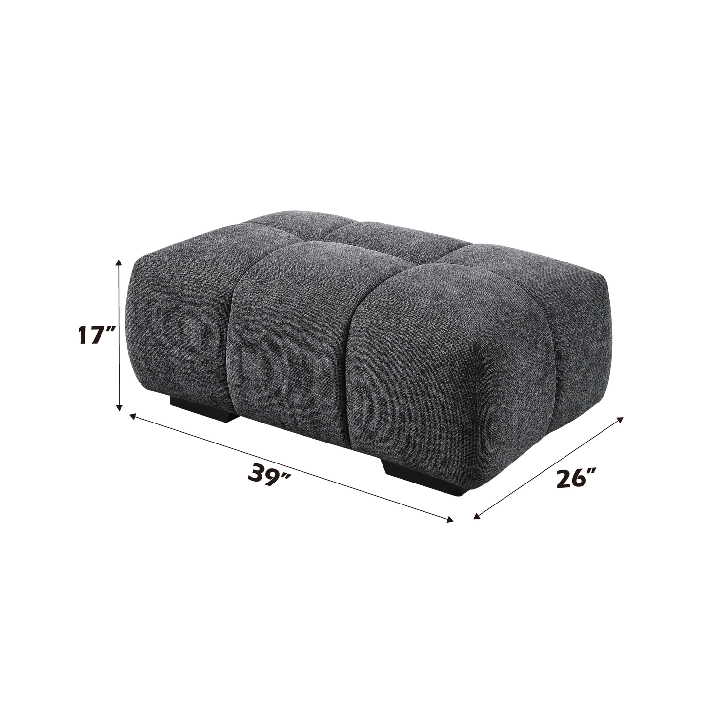 Dark gray tufted fabric ottoman  L x  W x  H perfect accent furniture