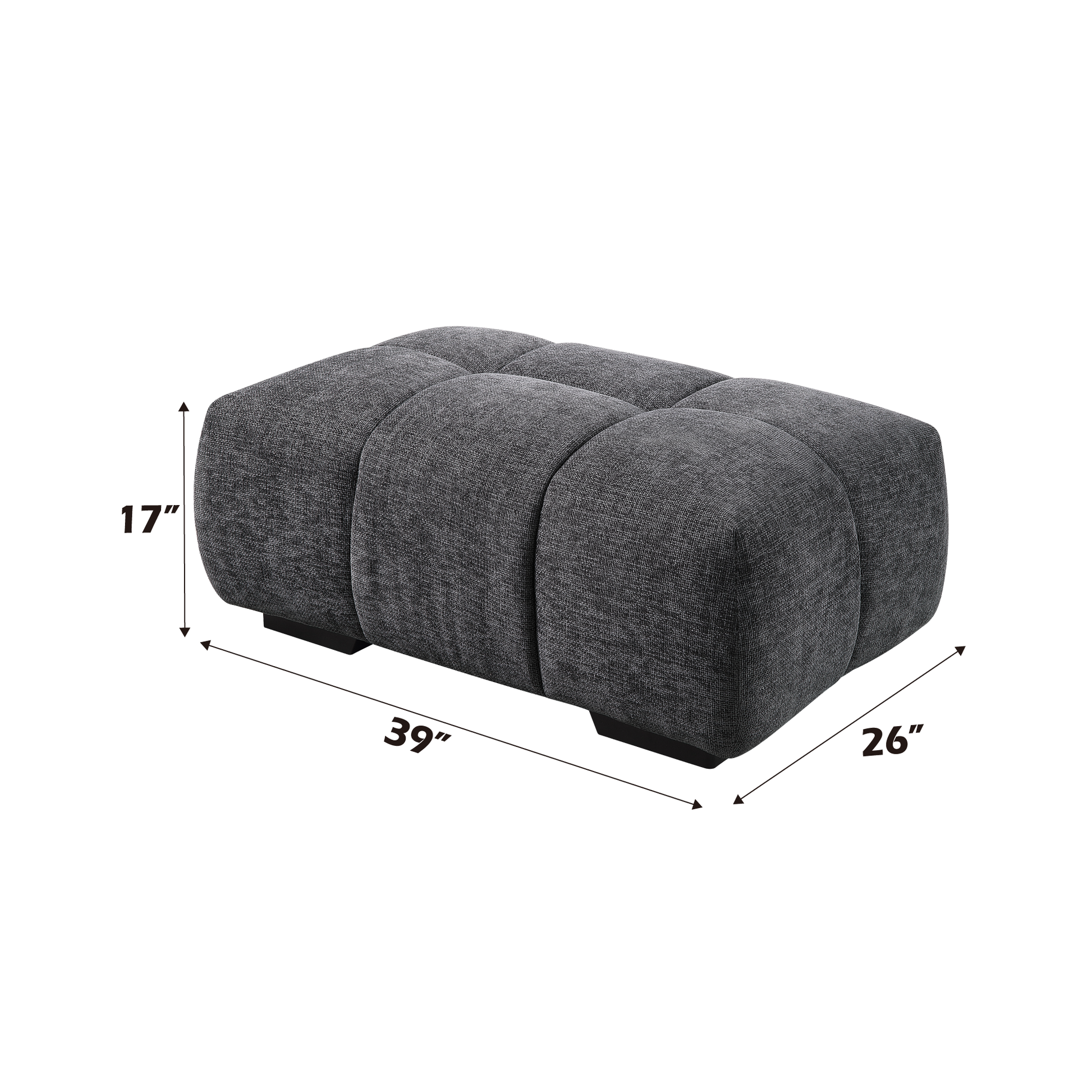 Dark gray tufted fabric ottoman  L x  W x  H perfect accent furniture