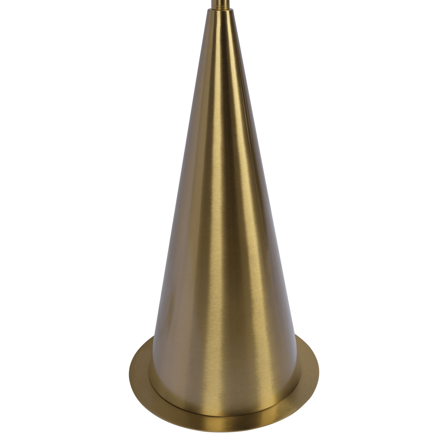 Brushed brass conical table lamp base with circular foot