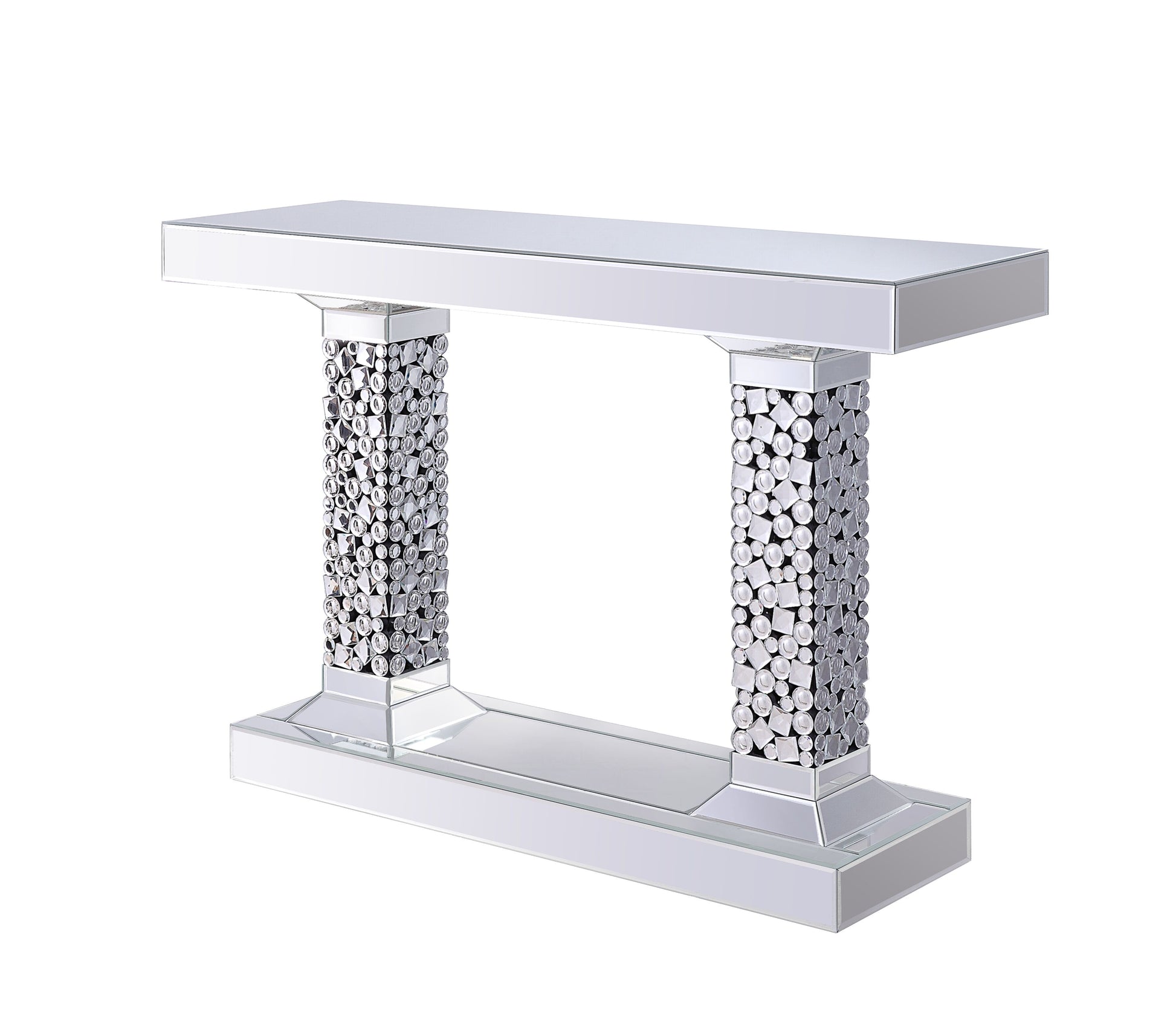 Mirrored console table with crystal accents elegant entryway accent furniture