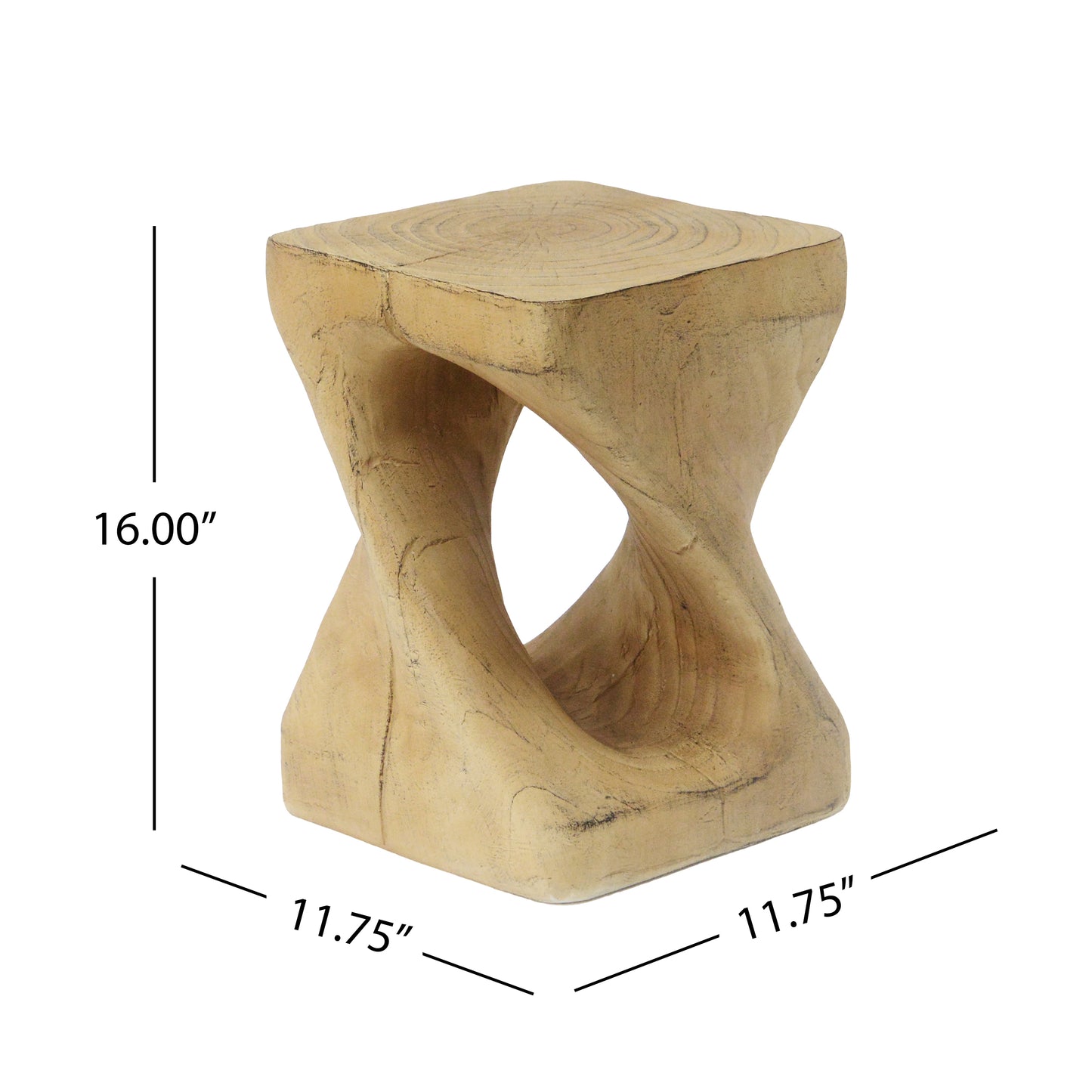 Twisted faux wood accent stool natural wood grain finish perfect for modern decor