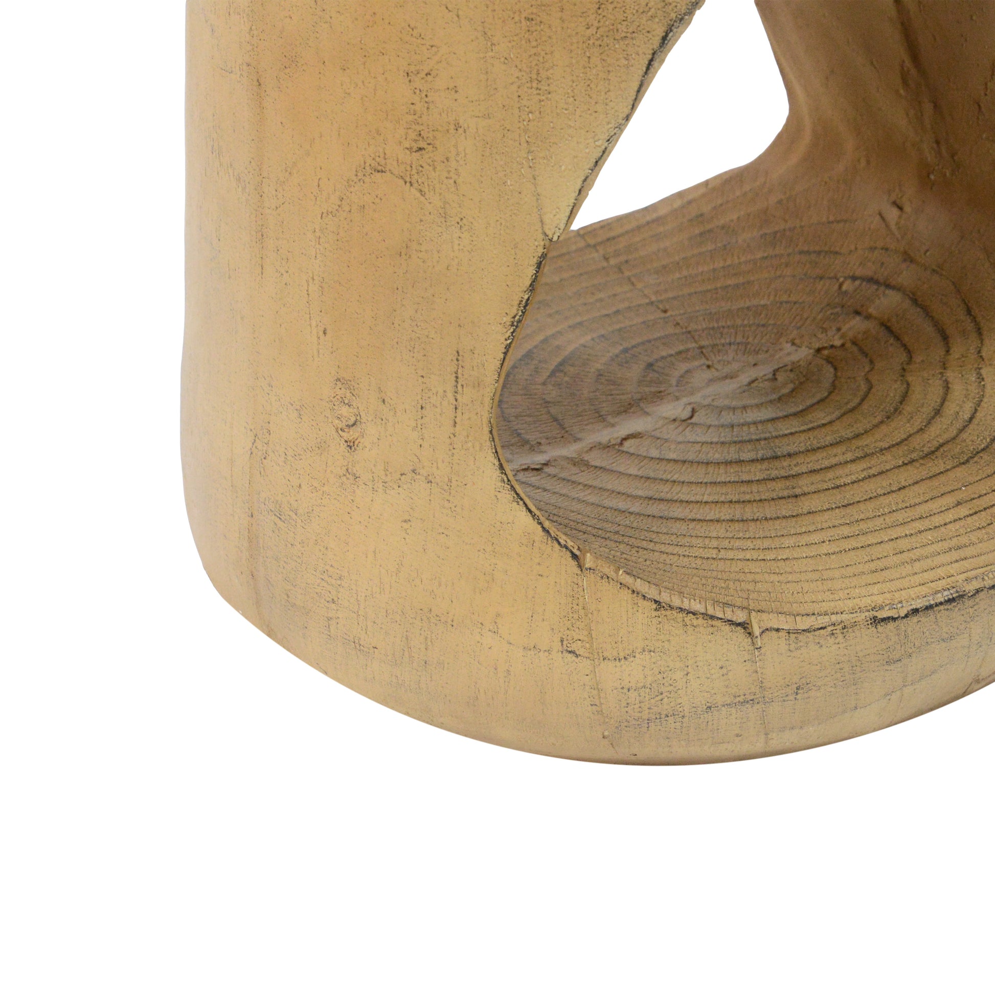 Textured tan wooden stool with natural wood grain texture