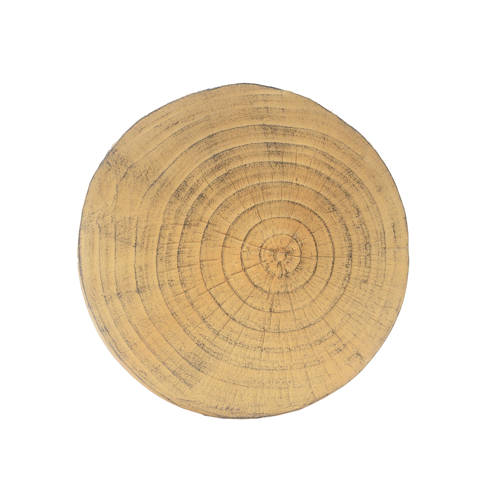 Rustic wooden log slice side table with natural grain texture