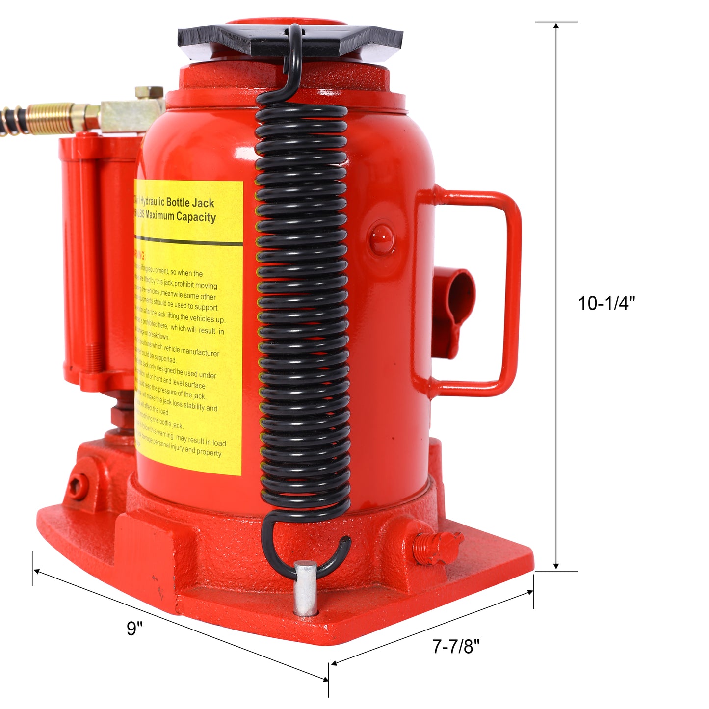 Red ton hydraulic bottle jack with spring return perfect for auto repair