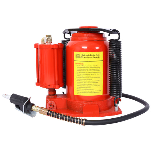 Red TAir hydraulic bottle jack with LBS capacity