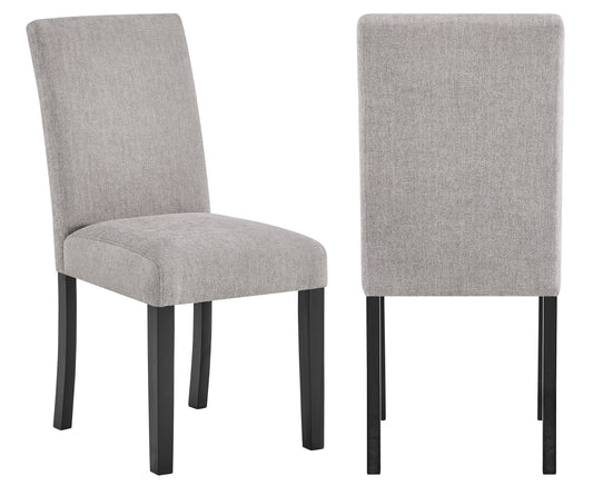 TREATLIFE HOME Set of 4 Contemporary Dining Chairs with Upholstered Soft Textured Gray Fabric and Black Frame, Modern Design