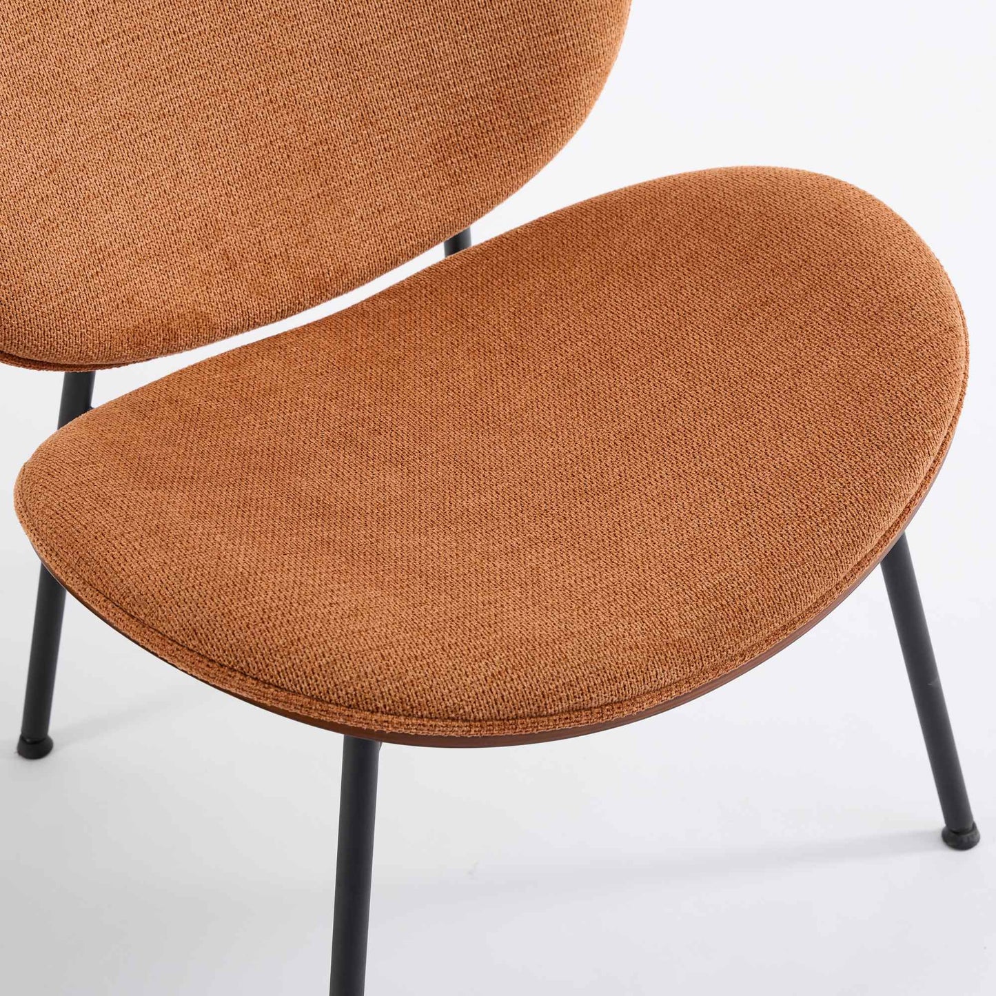 Brown textured fabric accent chair with black metal legs