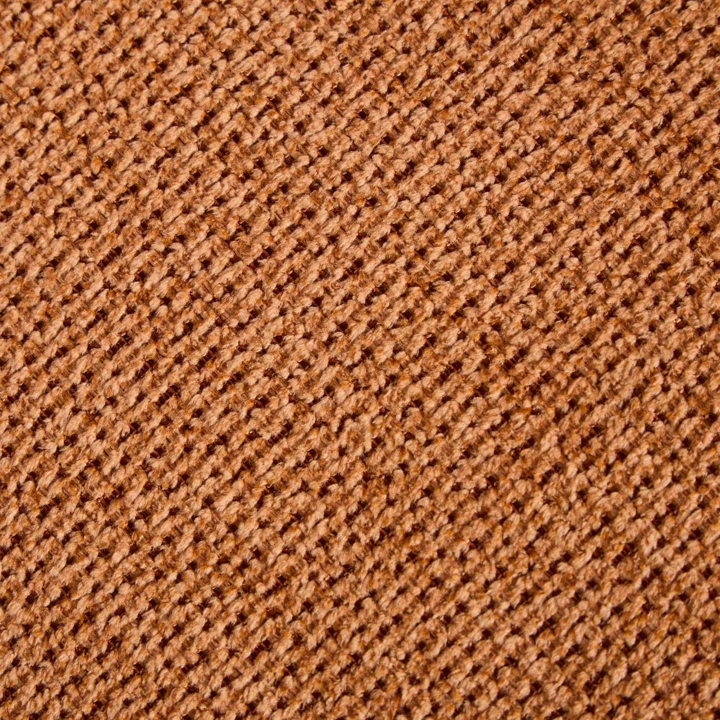 Closeup of textured woven brown upholstery fabric