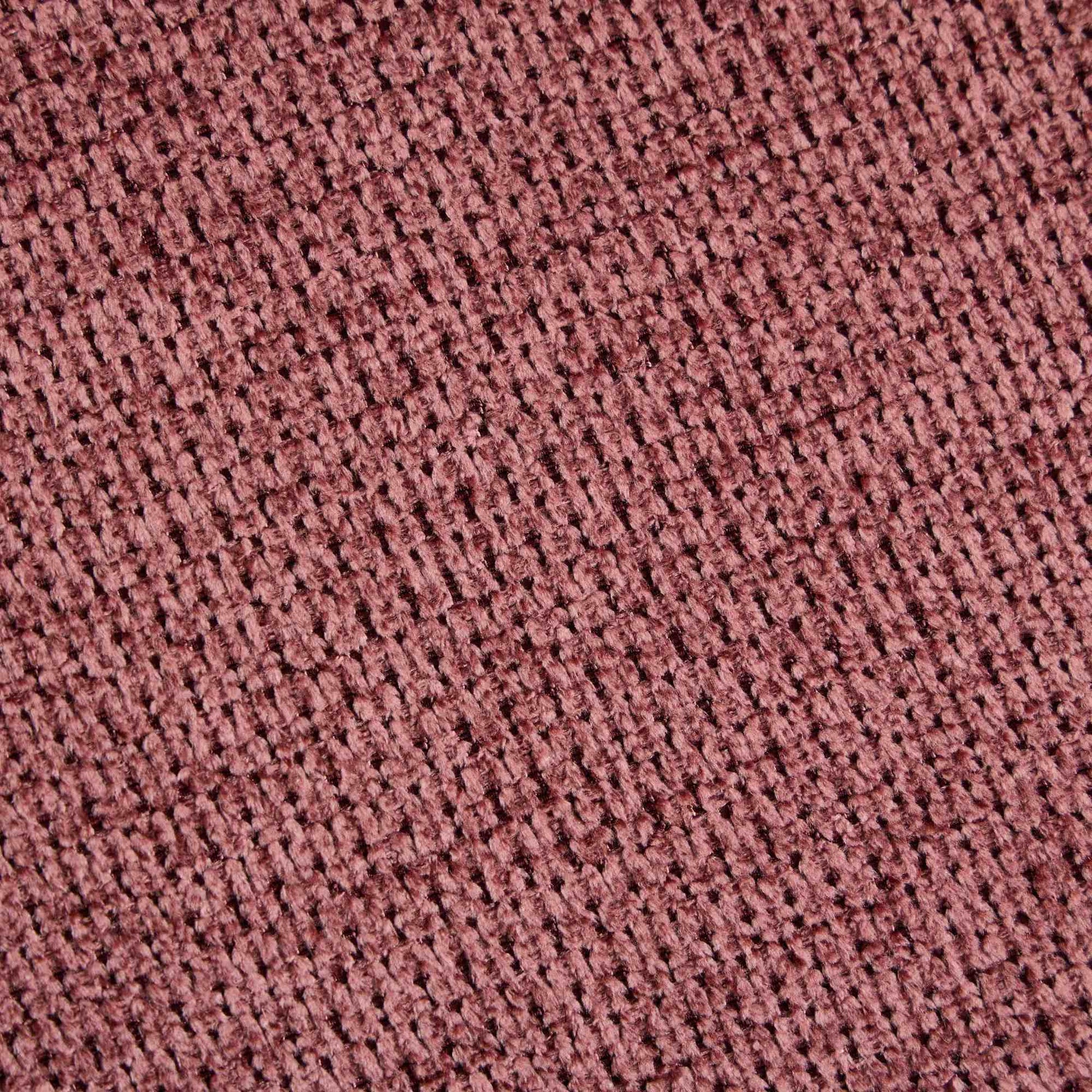 Rose pink chenille fabric with a visible weave texture ideal for upholstery