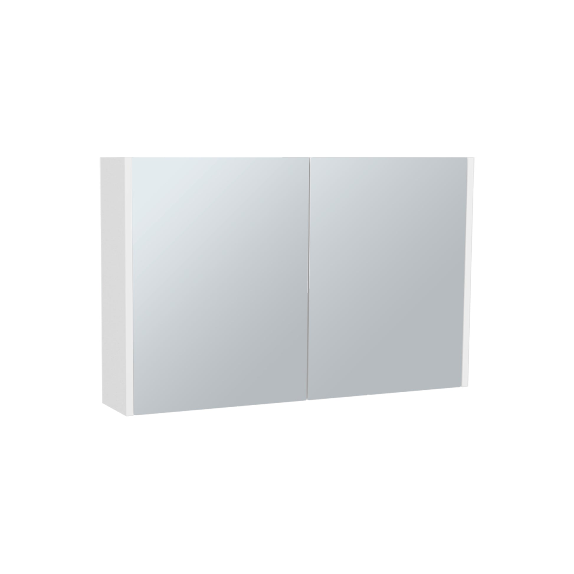 Modern white medicine cabinet with mirrored double doors for bathroom storage