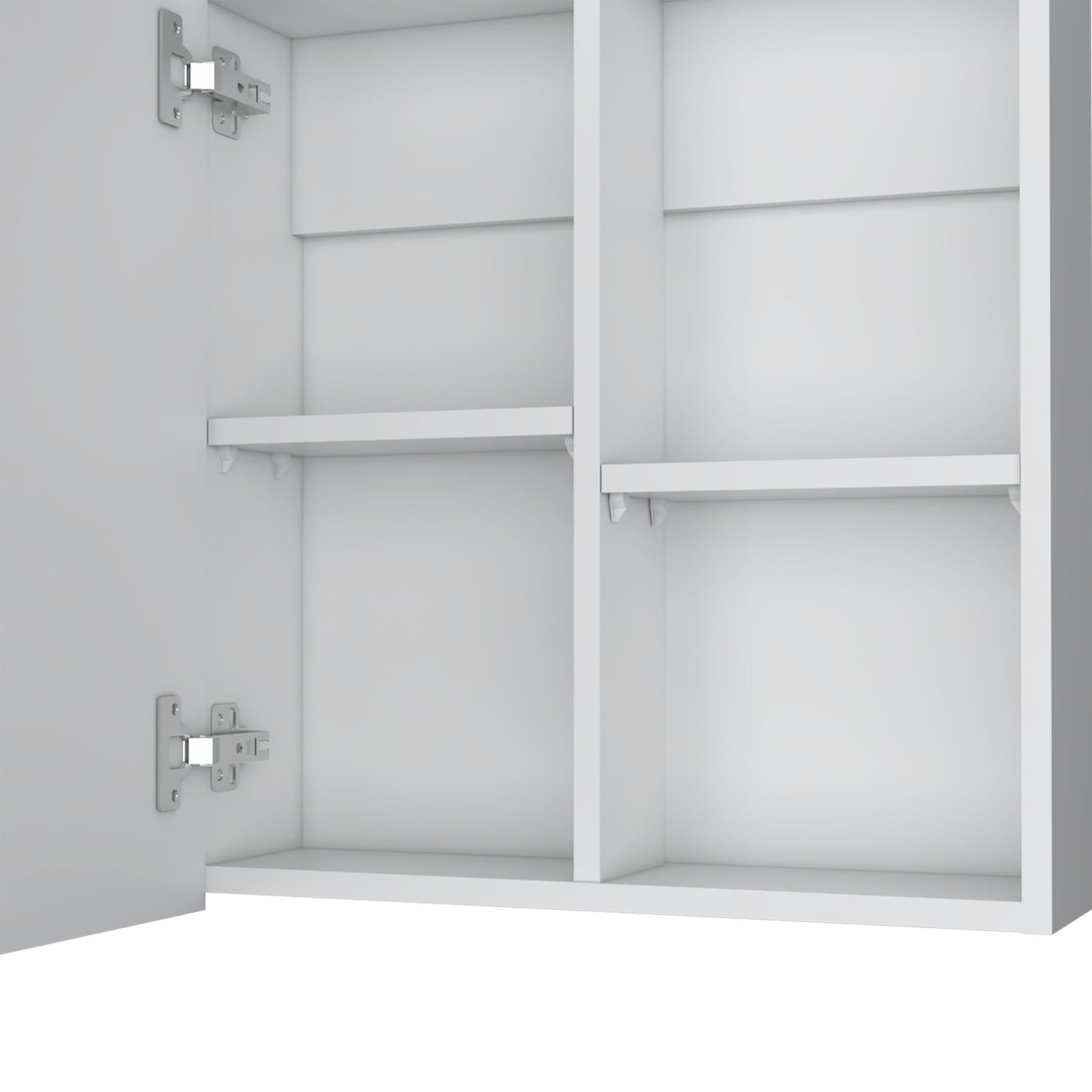 White modern wall cabinet with adjustable shelves ideal for bathroom storage