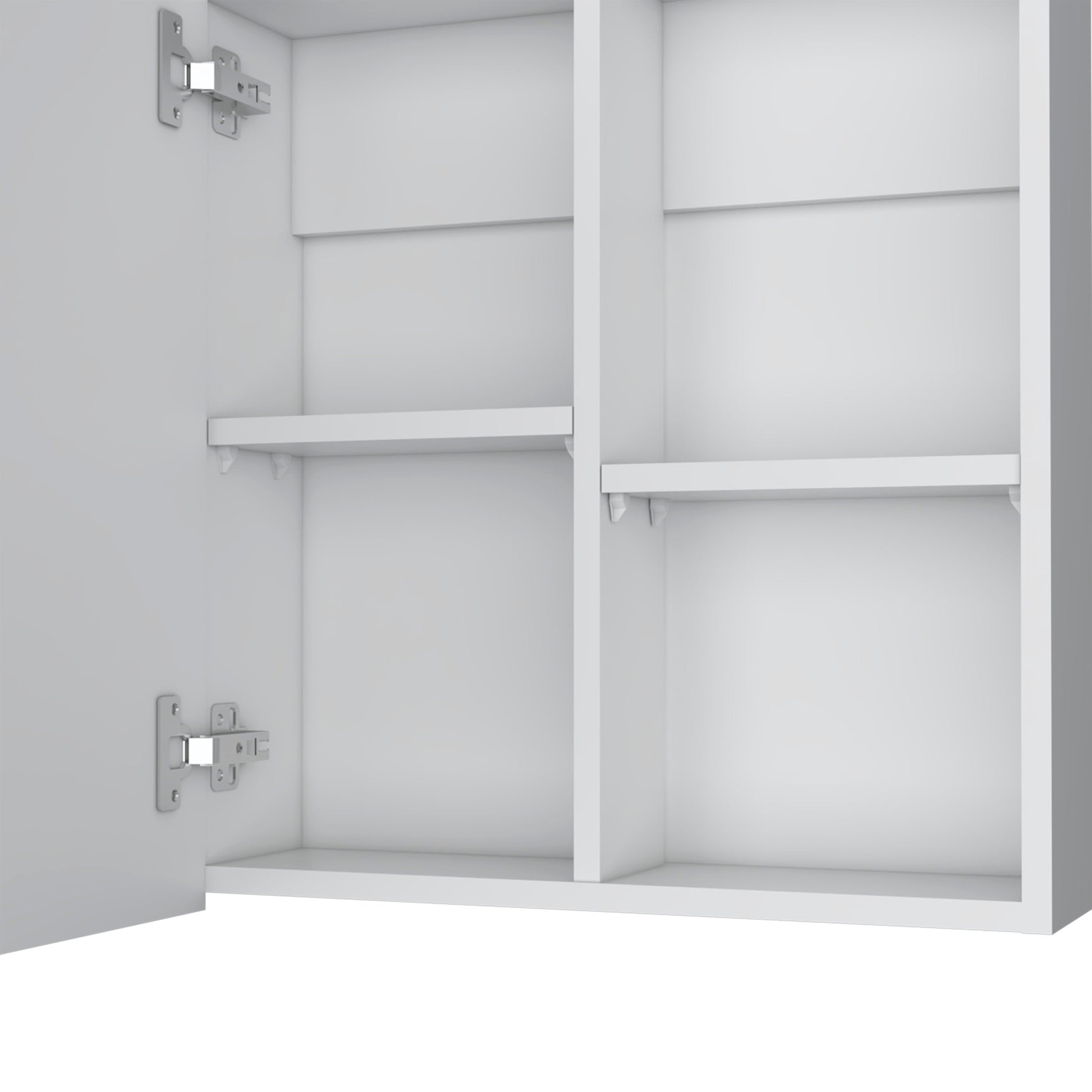 White modern wall cabinet with adjustable shelves ideal for bathroom storage