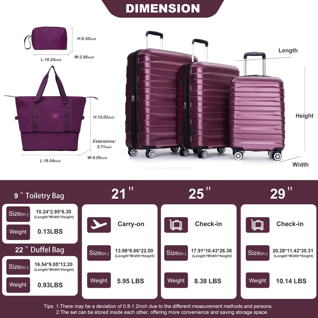 Plum inch hardshell carryon suitcase with four spinner wheels