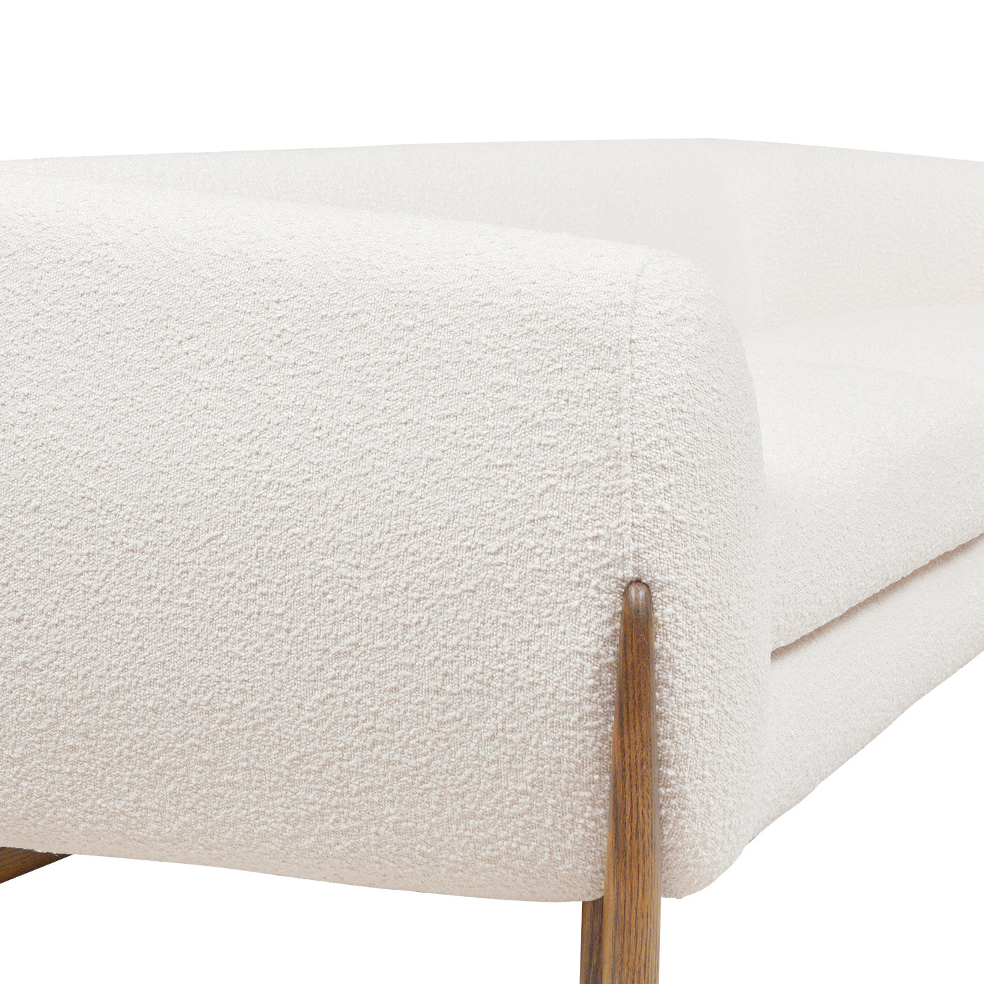 Cream boucle armchair with minimalist wooden legs