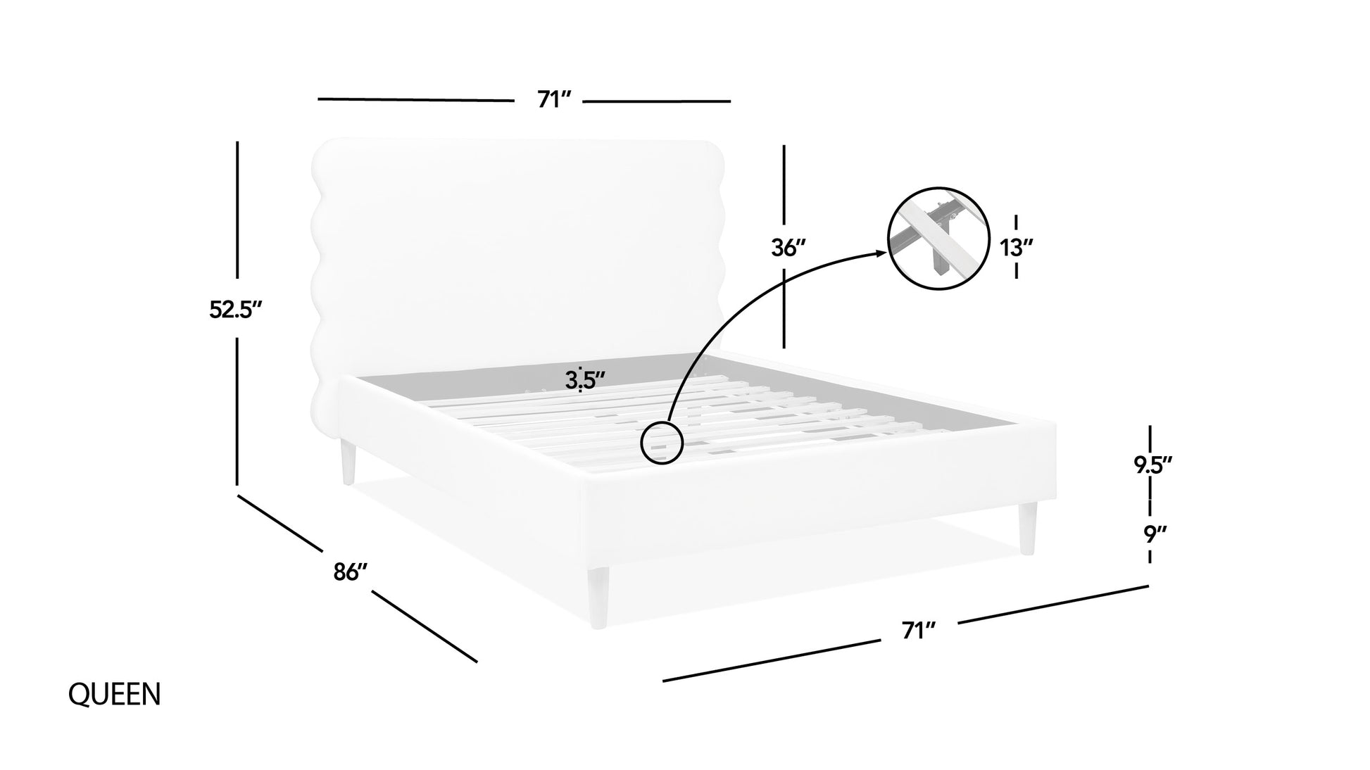 Queen size bed frame dimensions L x W x H Modern platform bed