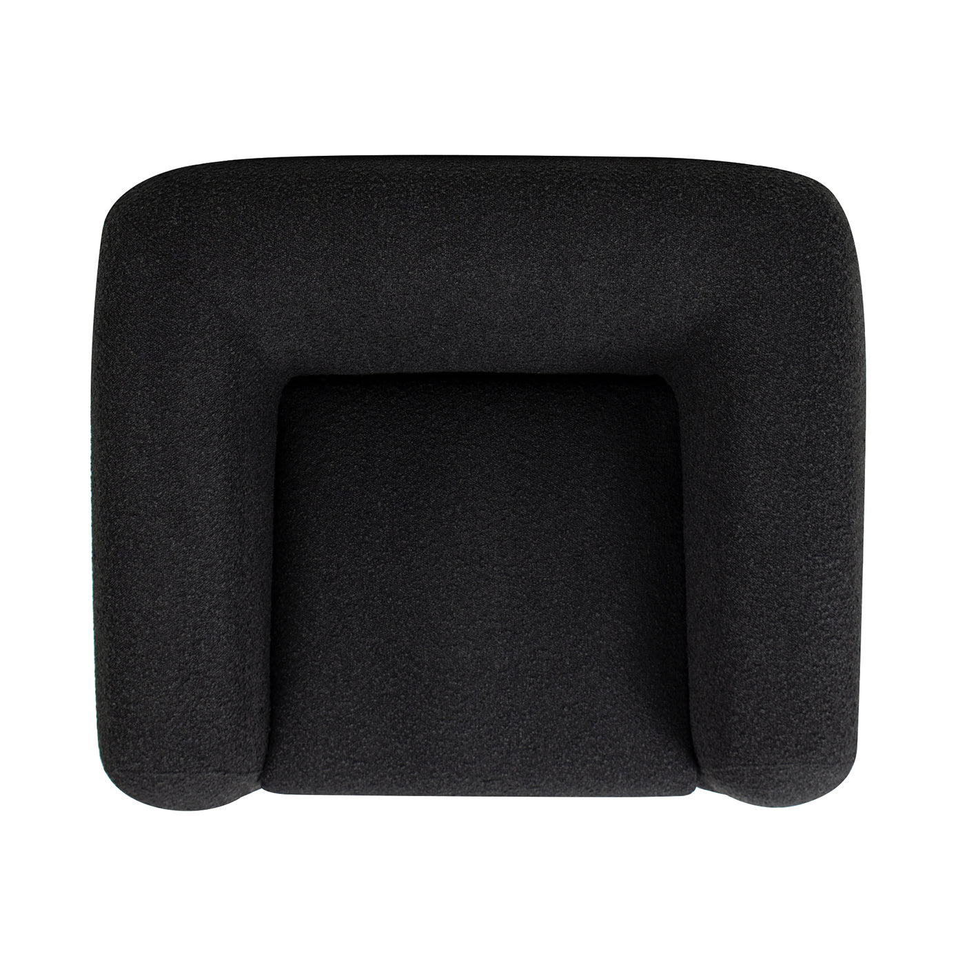 Plush black boucle armchair with rounded arms perfect for a modern living room accent