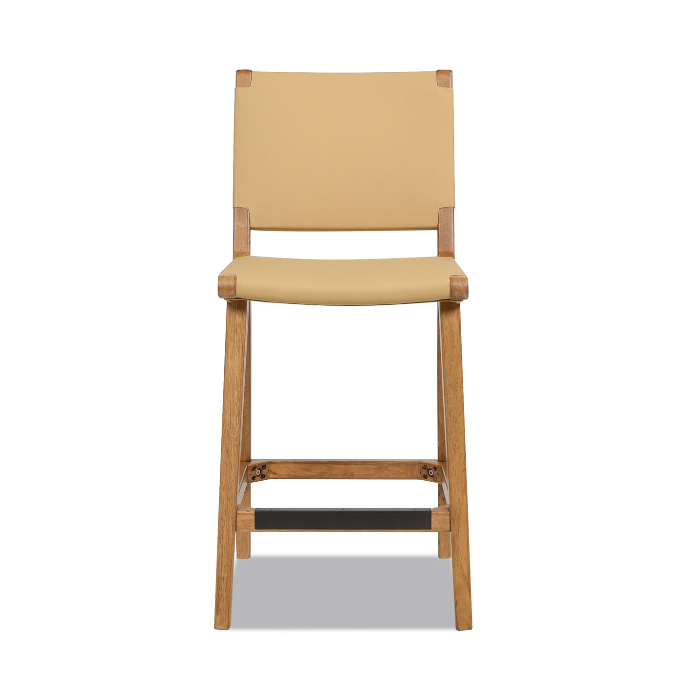 Tan canvas and wood modern counter stool with clean lines