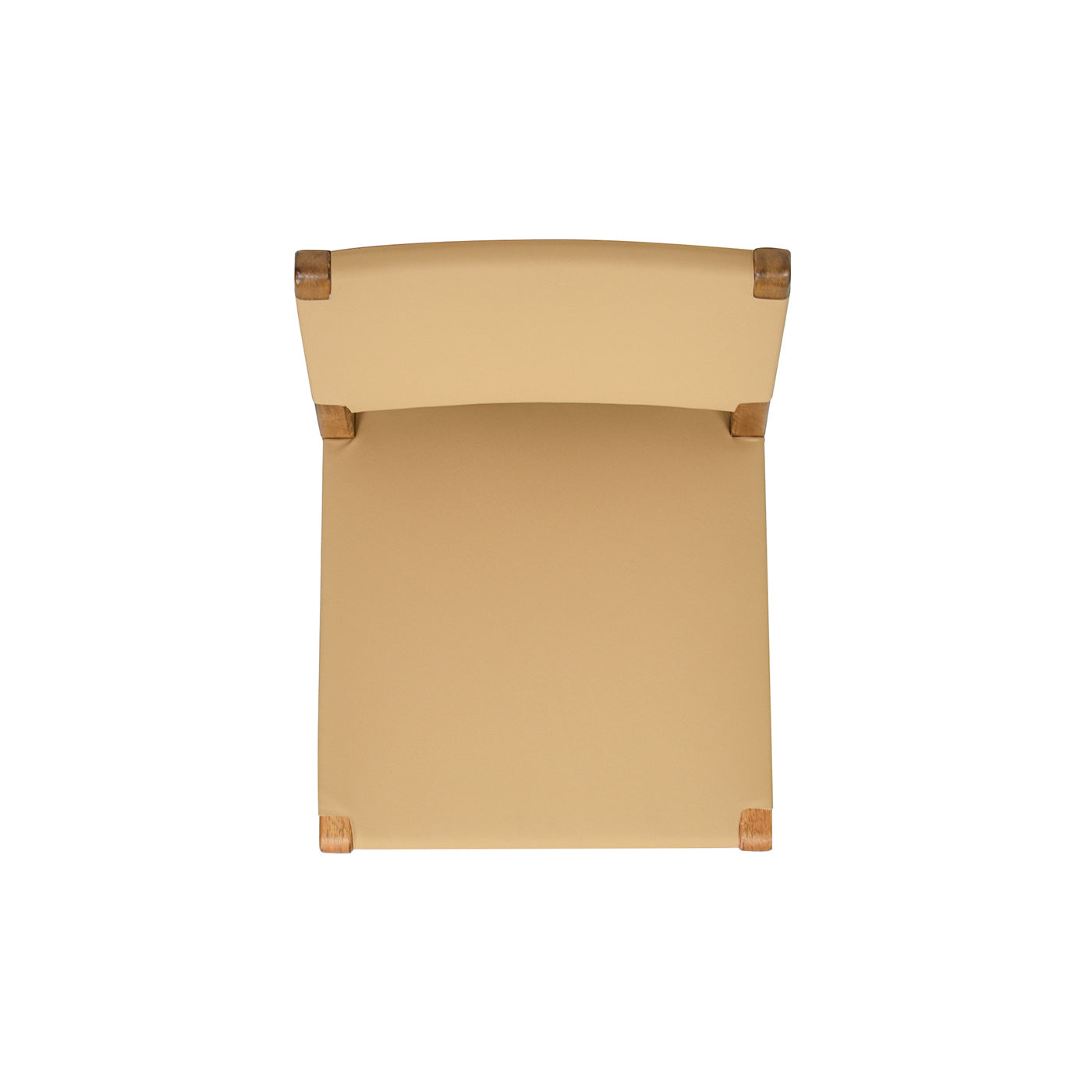 Minimalist beige upholstered chair with natural wood legs top view