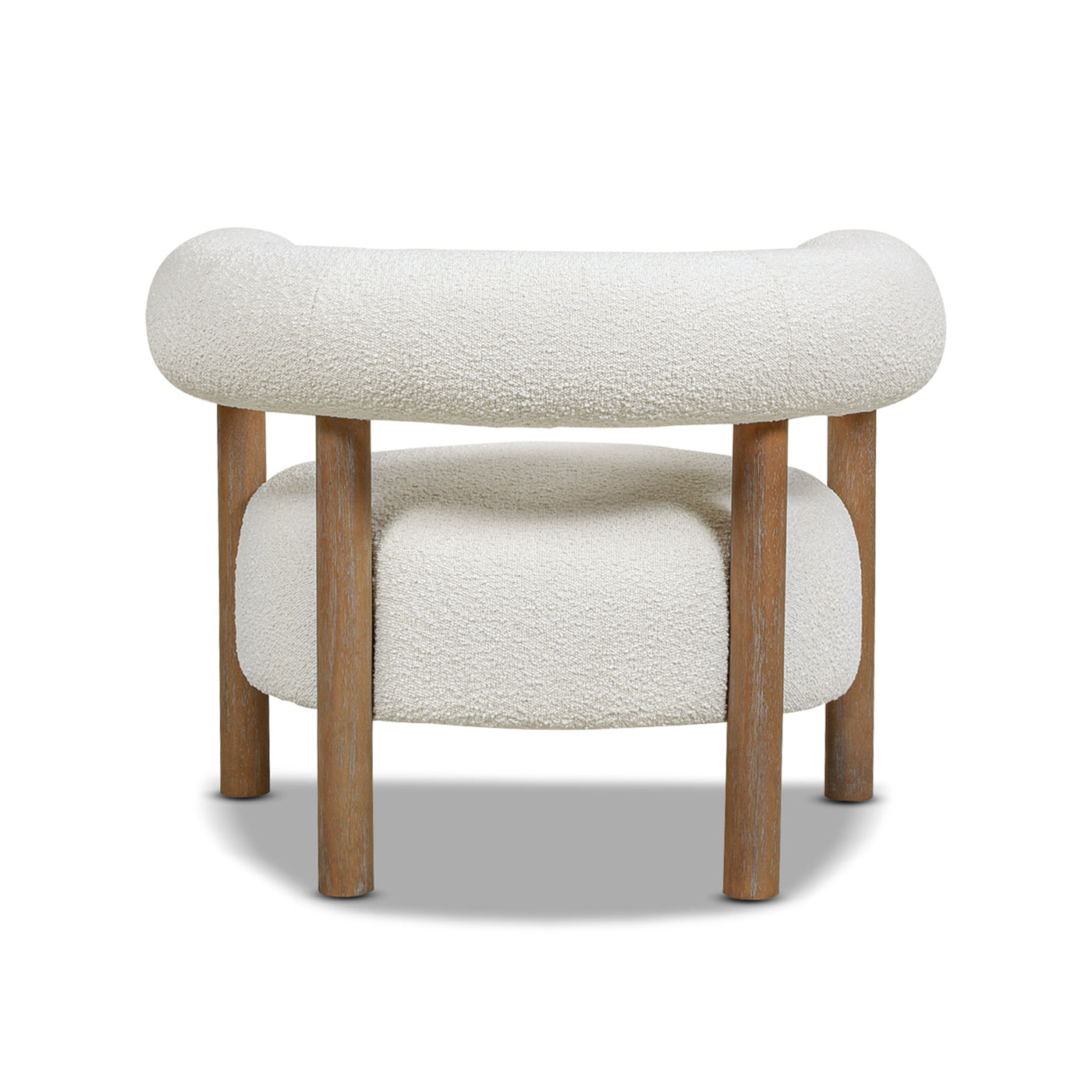 Textured ivory boucl armchair with natural wood legs modern accent chair