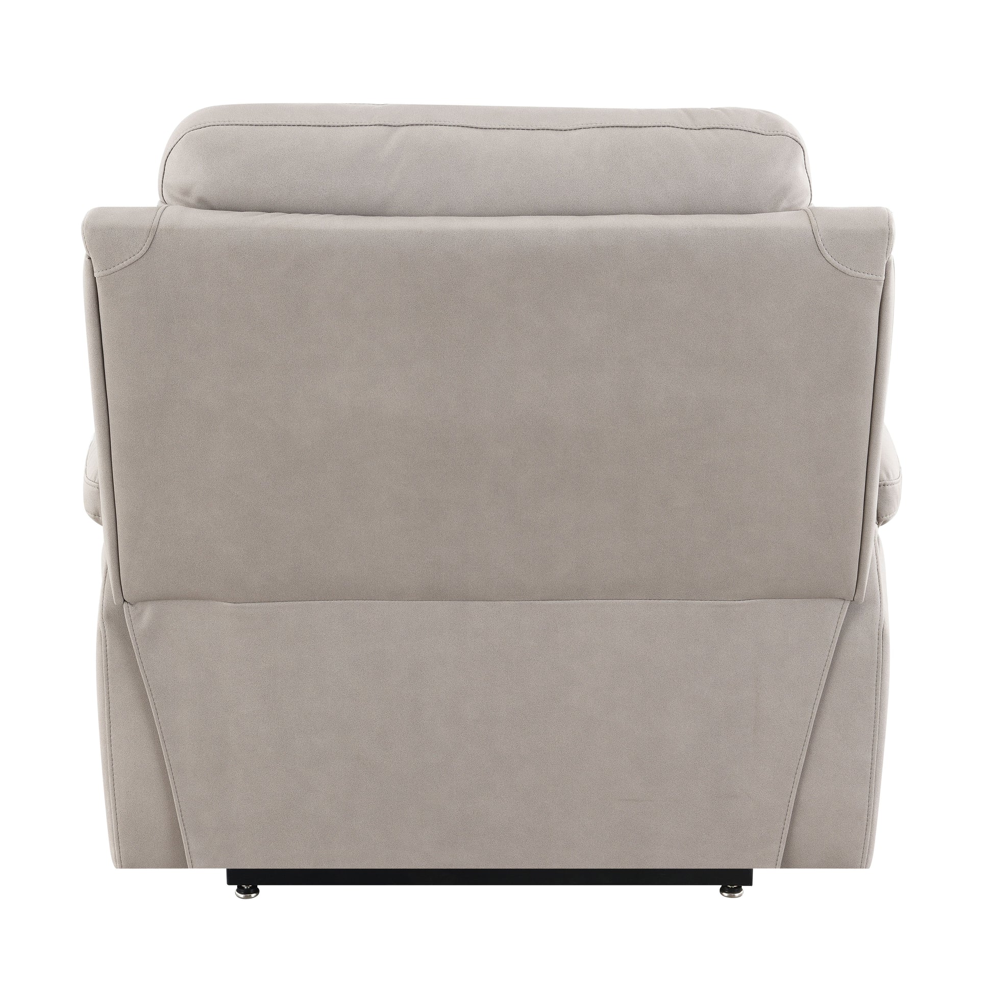 Modern grey recliner chair with plush cushioning and clean stitching details