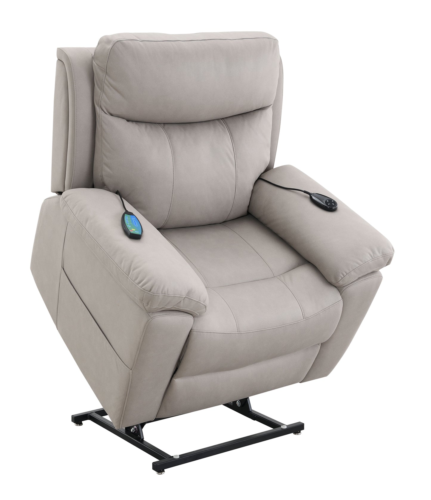 Grey leather power lift recliner chair with remote control