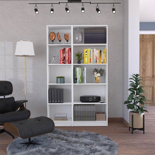 TREATLIFE HOME 2 Piece Home Bookcase Set, 42" Wide with 10 Shelves, Modern White Finish, Ideal for Living Room or Home Office