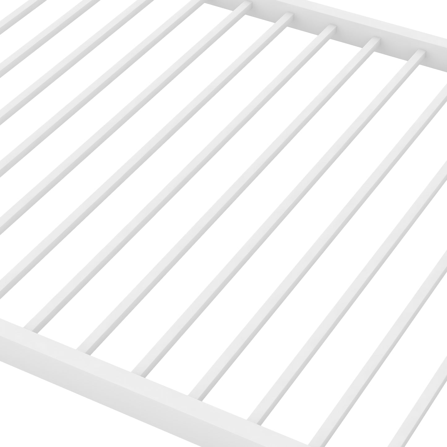 White metal bed frame slats