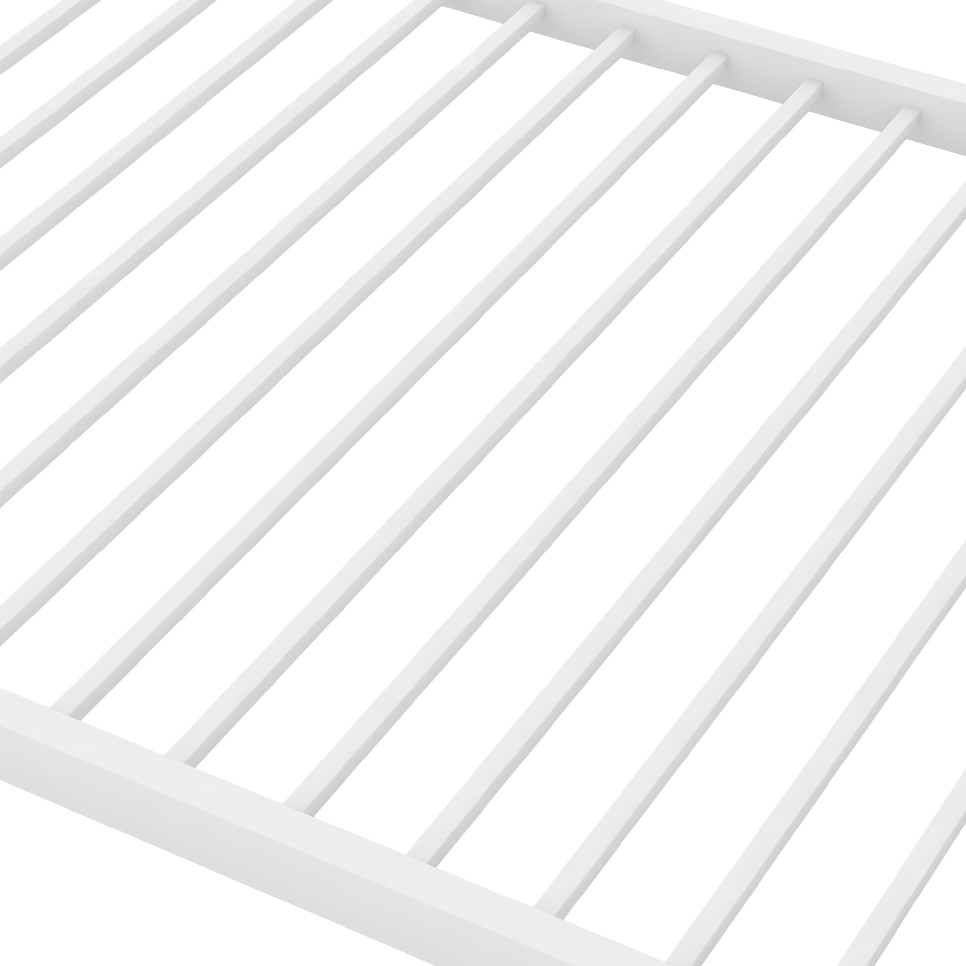 White metal bed frame slats