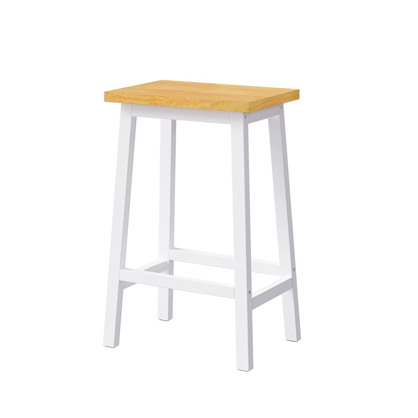White wooden bar stool with a natural wood seat for kitchen islands