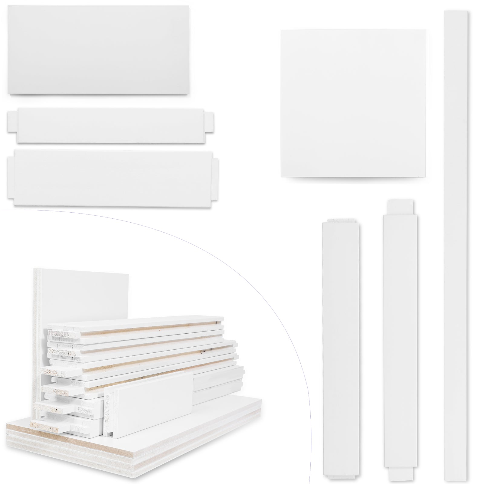White wooden shelf planks