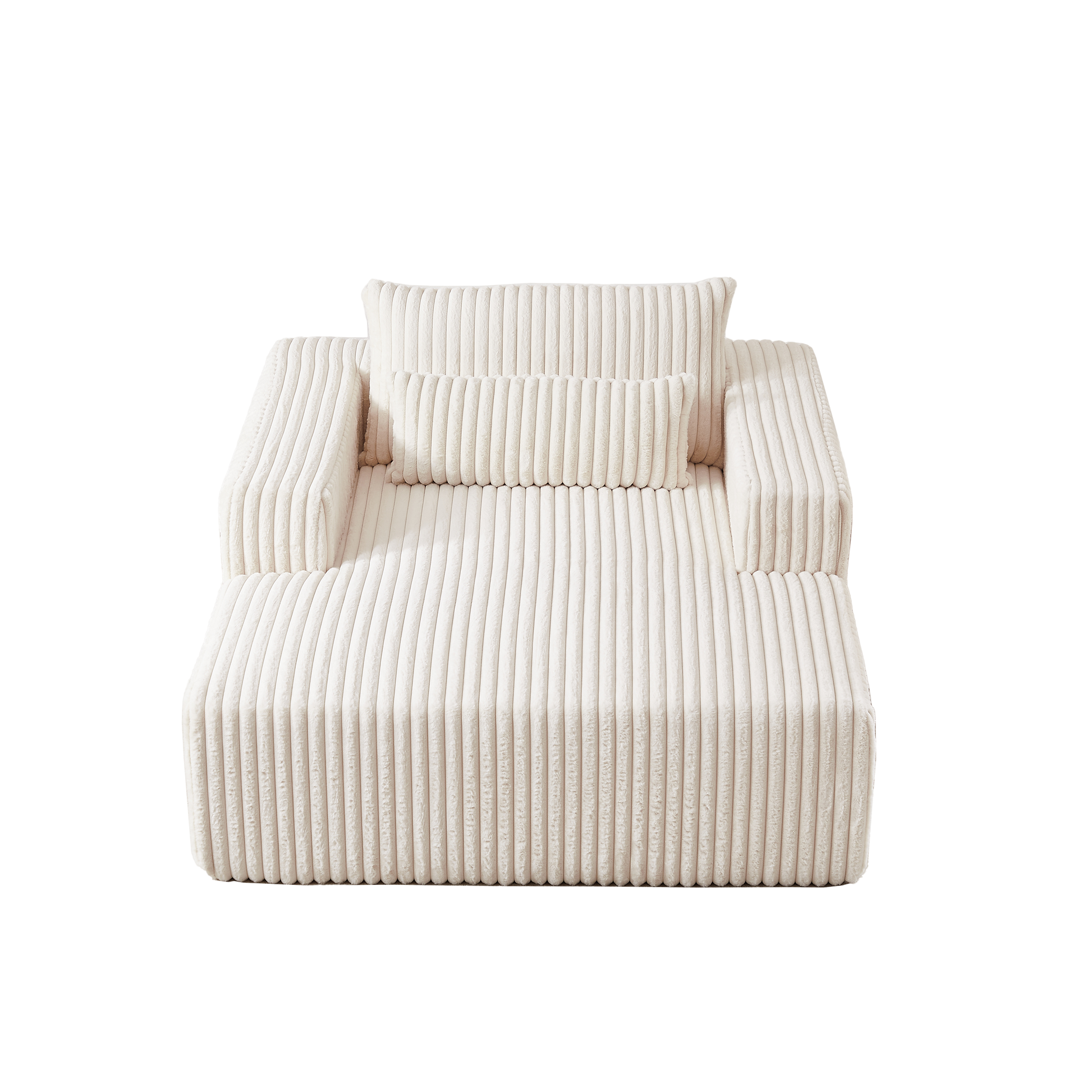 Plush cream corduroy accent pillow with ribbed texture