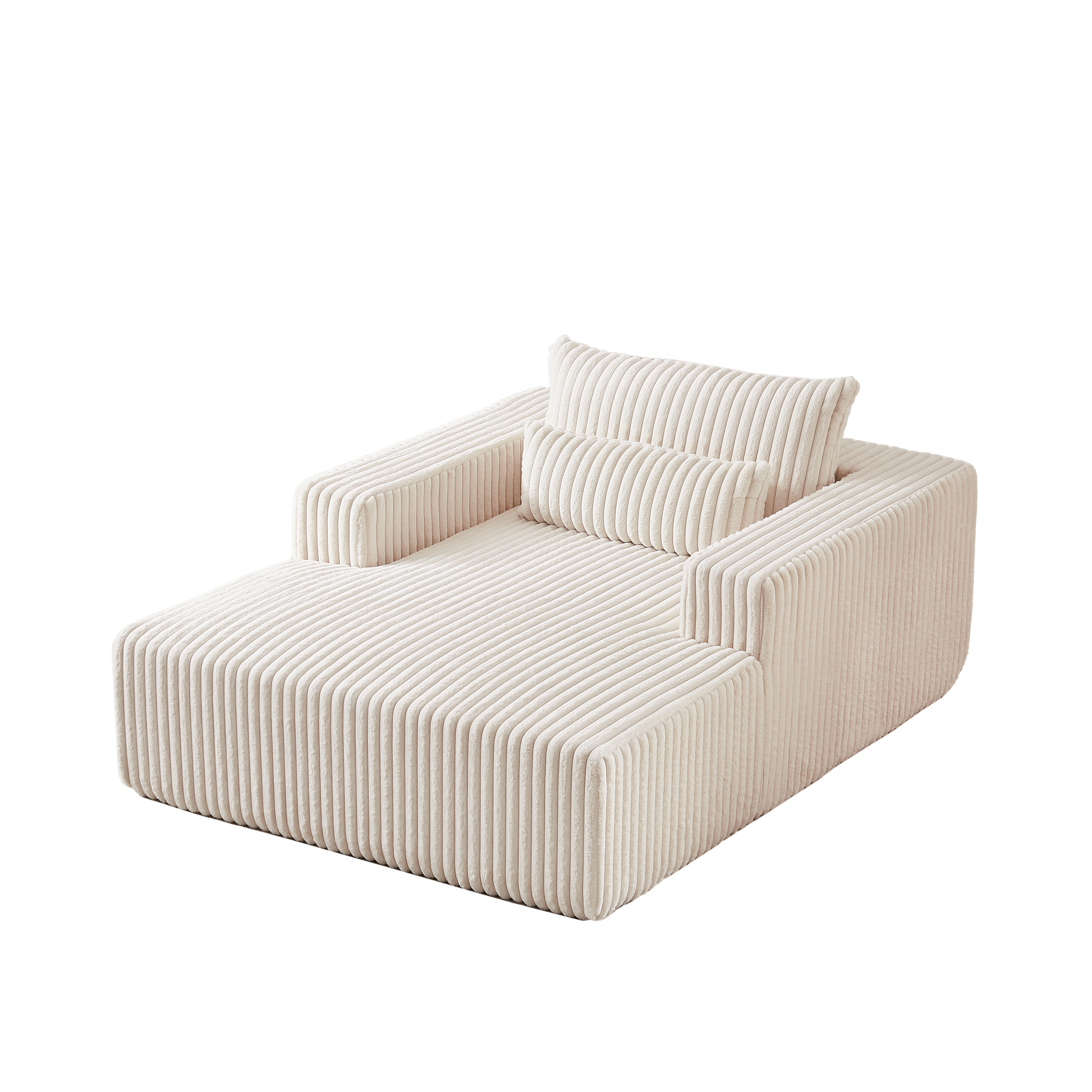Cream corduroy sectional sofa with plush cushions modern living room furniture