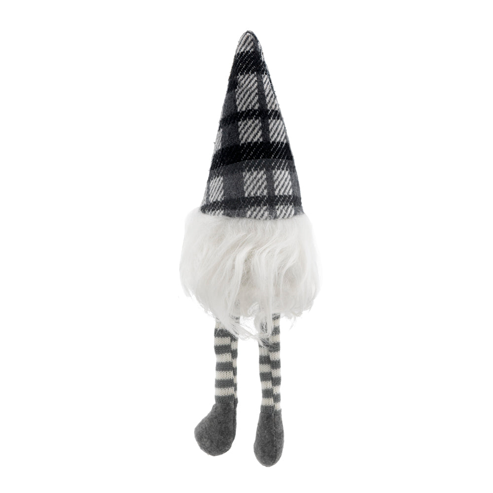 Decorative gnome with plaid hat and fuzzy white beard festive home accent