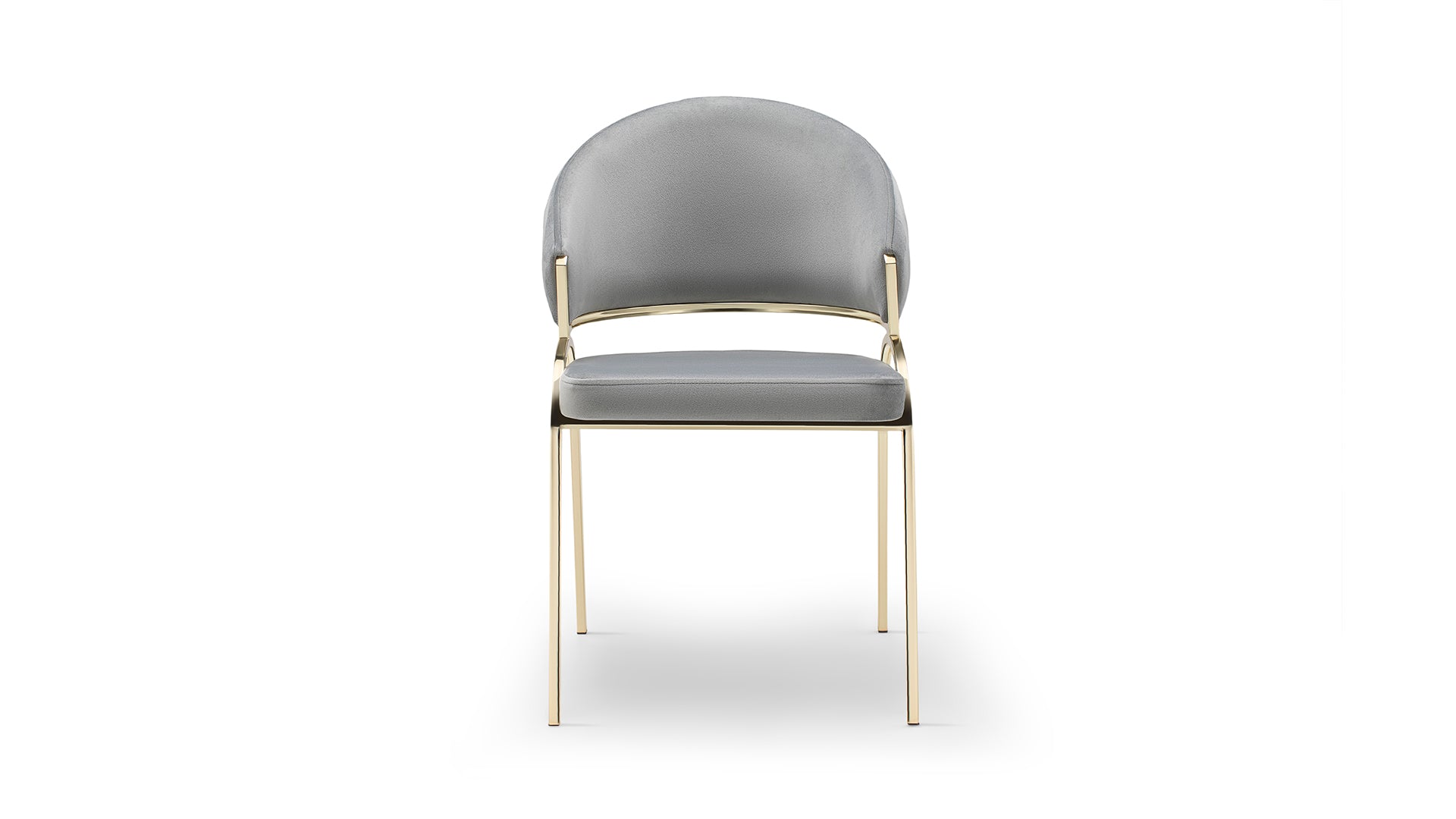 Grey velvet accent chair with gold metal legs for modern living rooms