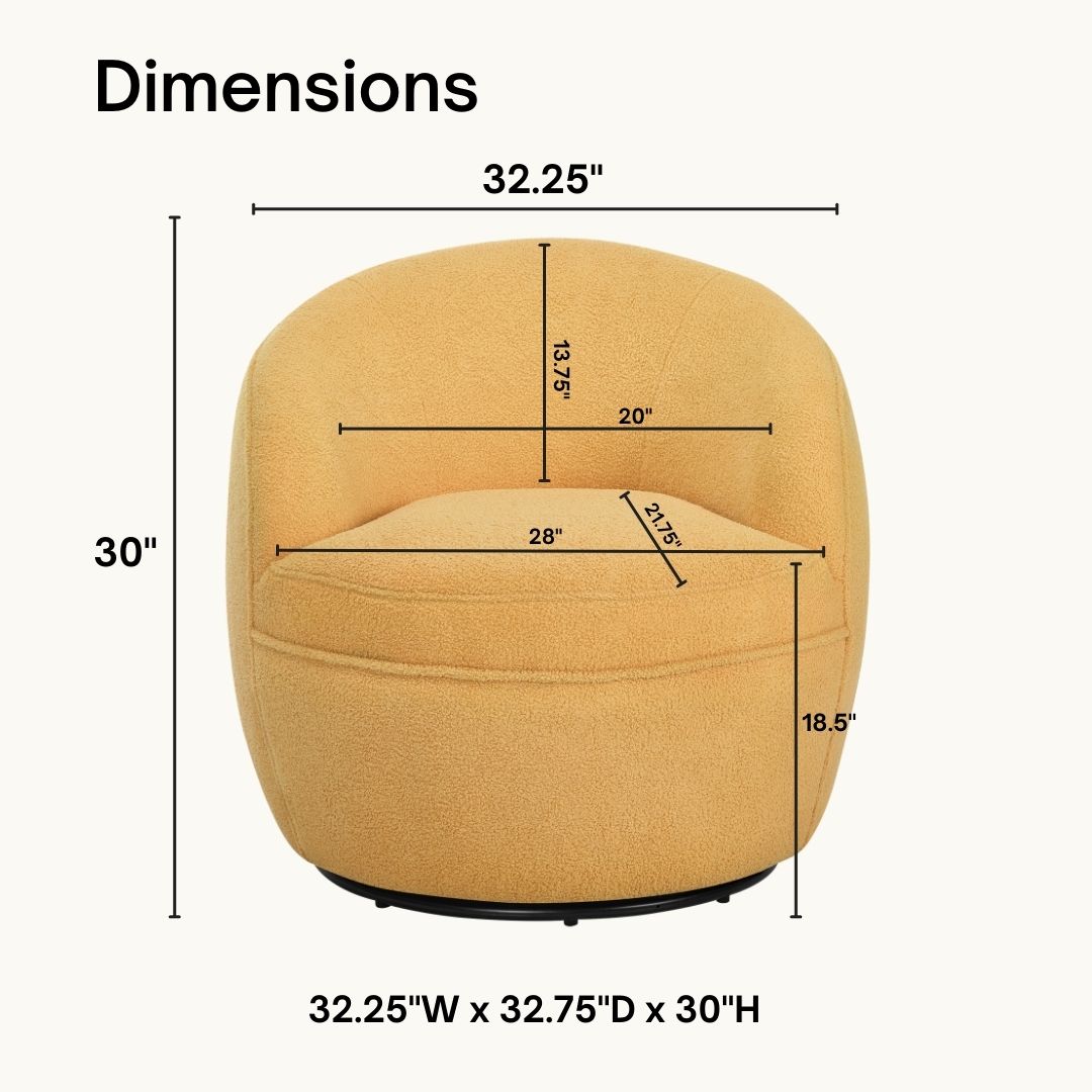 Yellow boucl armchair dimensions  H x  W x  D