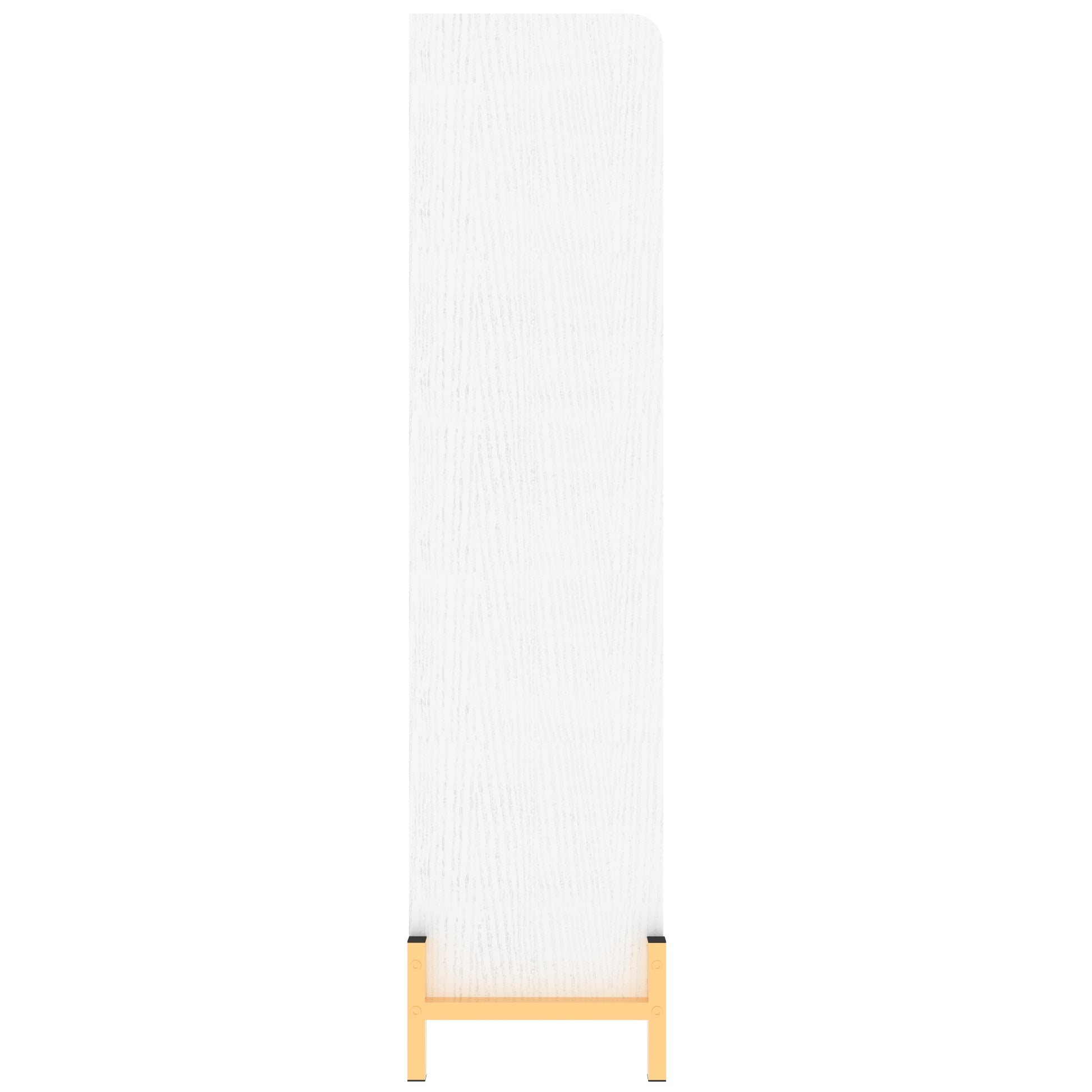 White wood panel room divider with gold base
