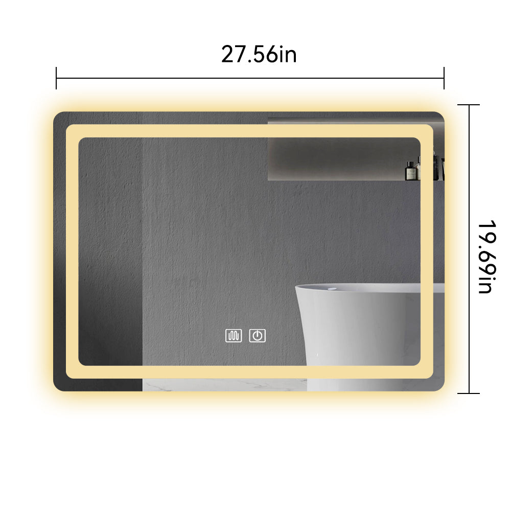 Modern backlit bathroom mirror in wide with touch controls
