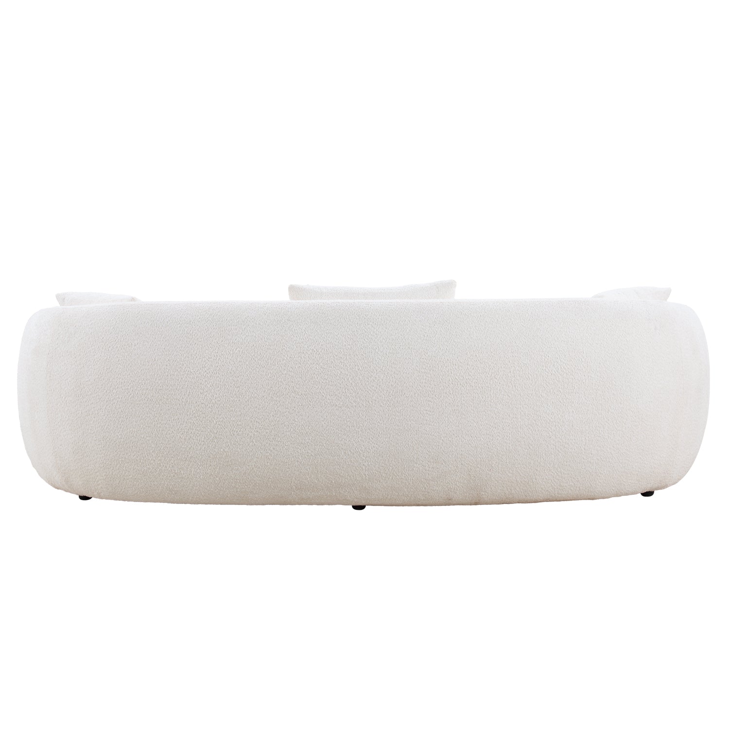 Cream boucl fabric curved sofa with plush cushions modern living room furniture