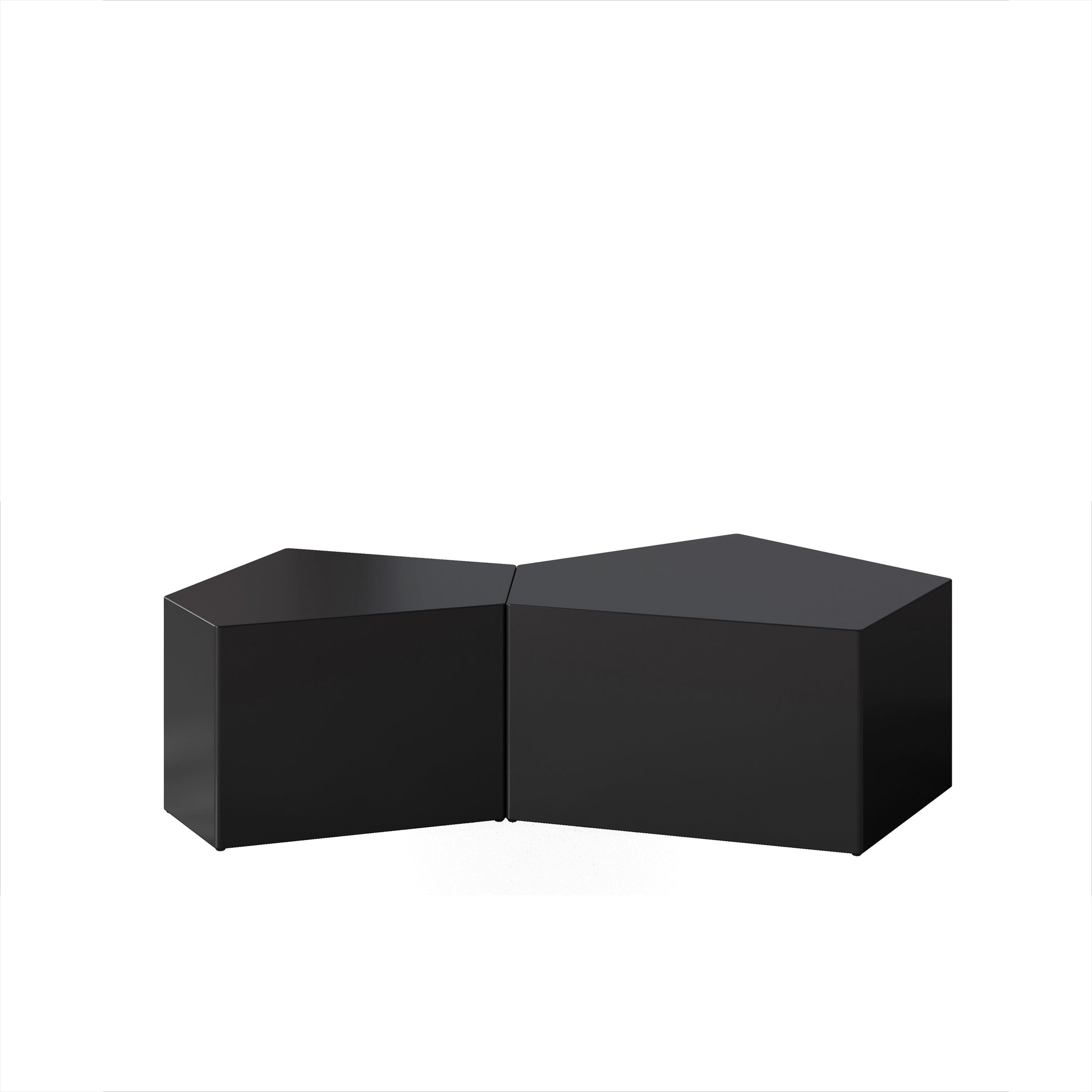 Sleek black modular seating unit with an angular geometric design perfect for modern lounge areas