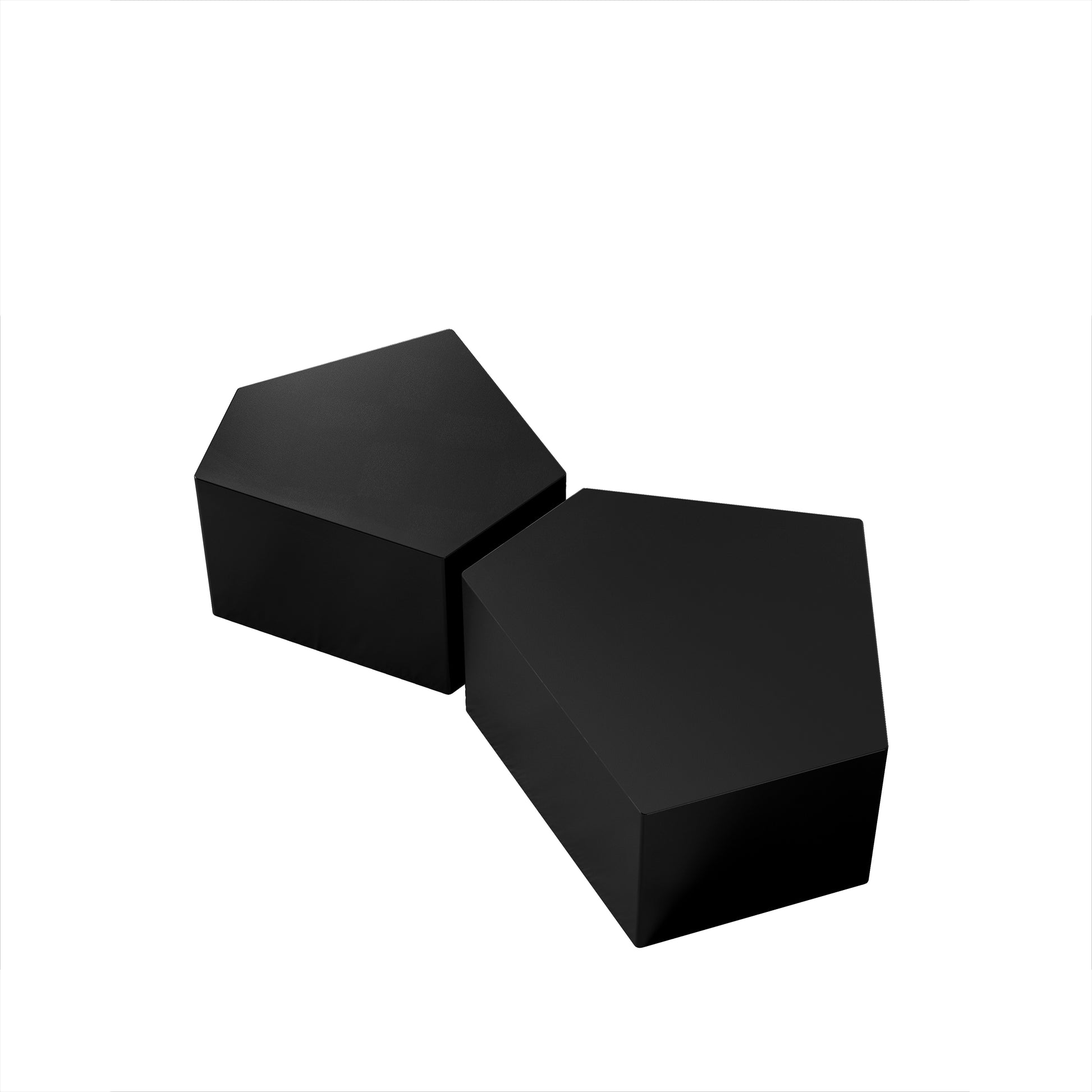 Black geometric ottoman with textured surface