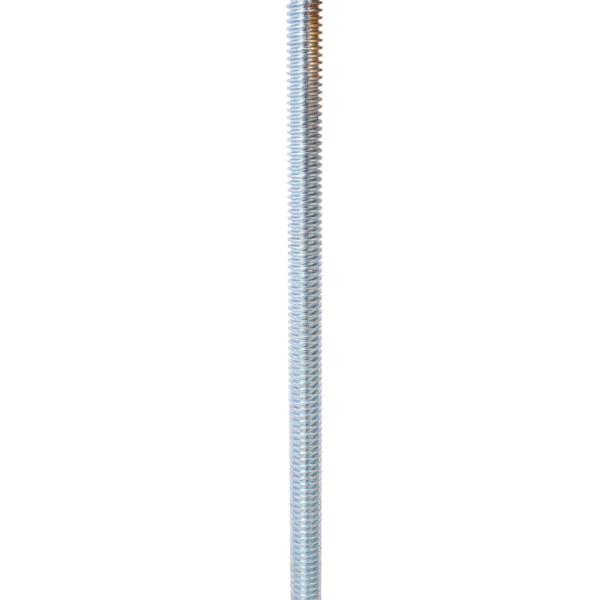 Closeup of a silver metal threaded rod perfect for construction projects