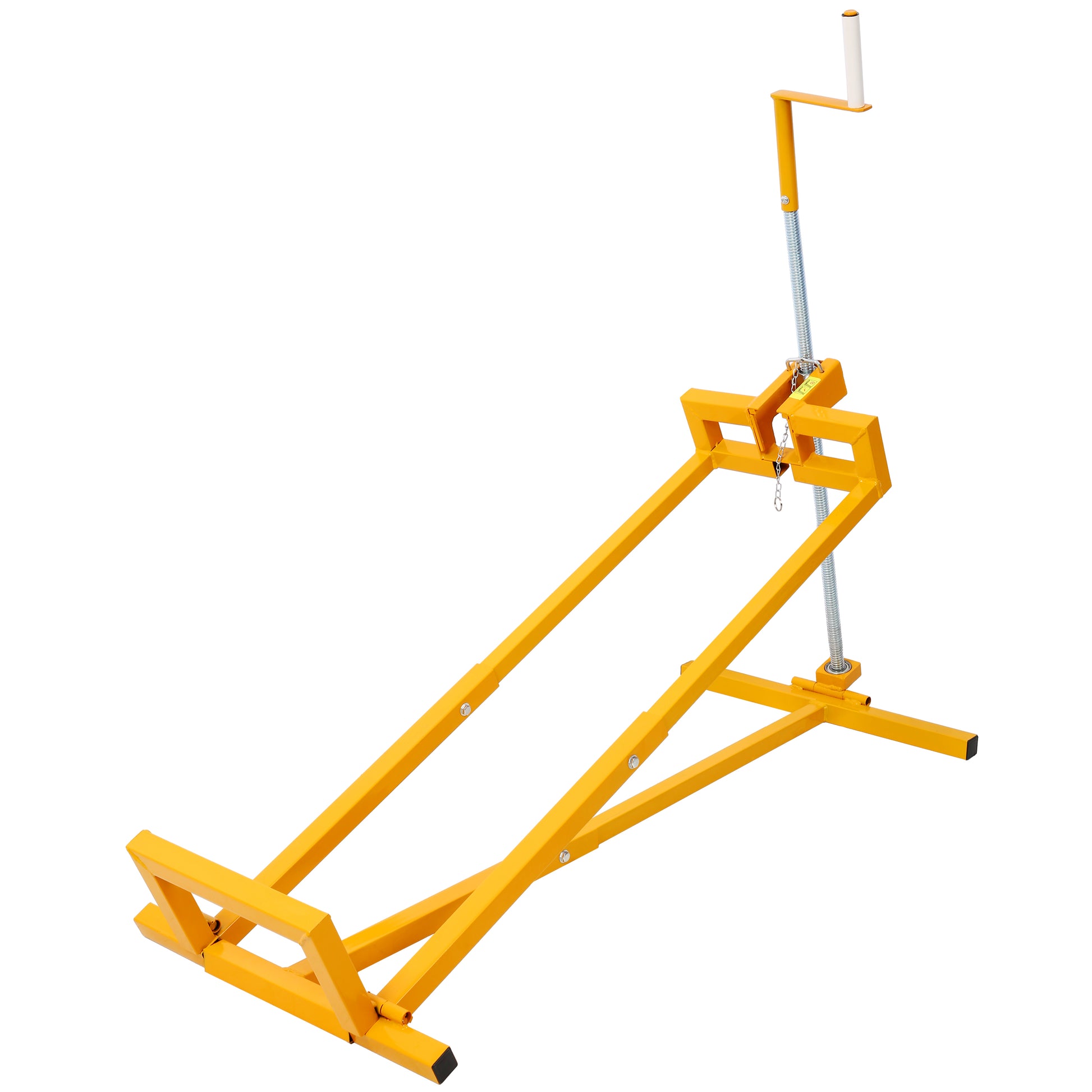 Heavy duty yellow steel tire changer stand with crank mechanism for efficient automotive service