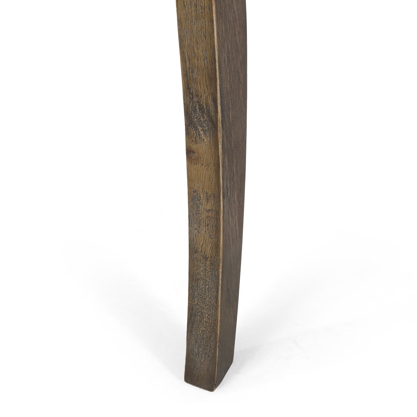 Weathered oak wooden table leg with carved detail