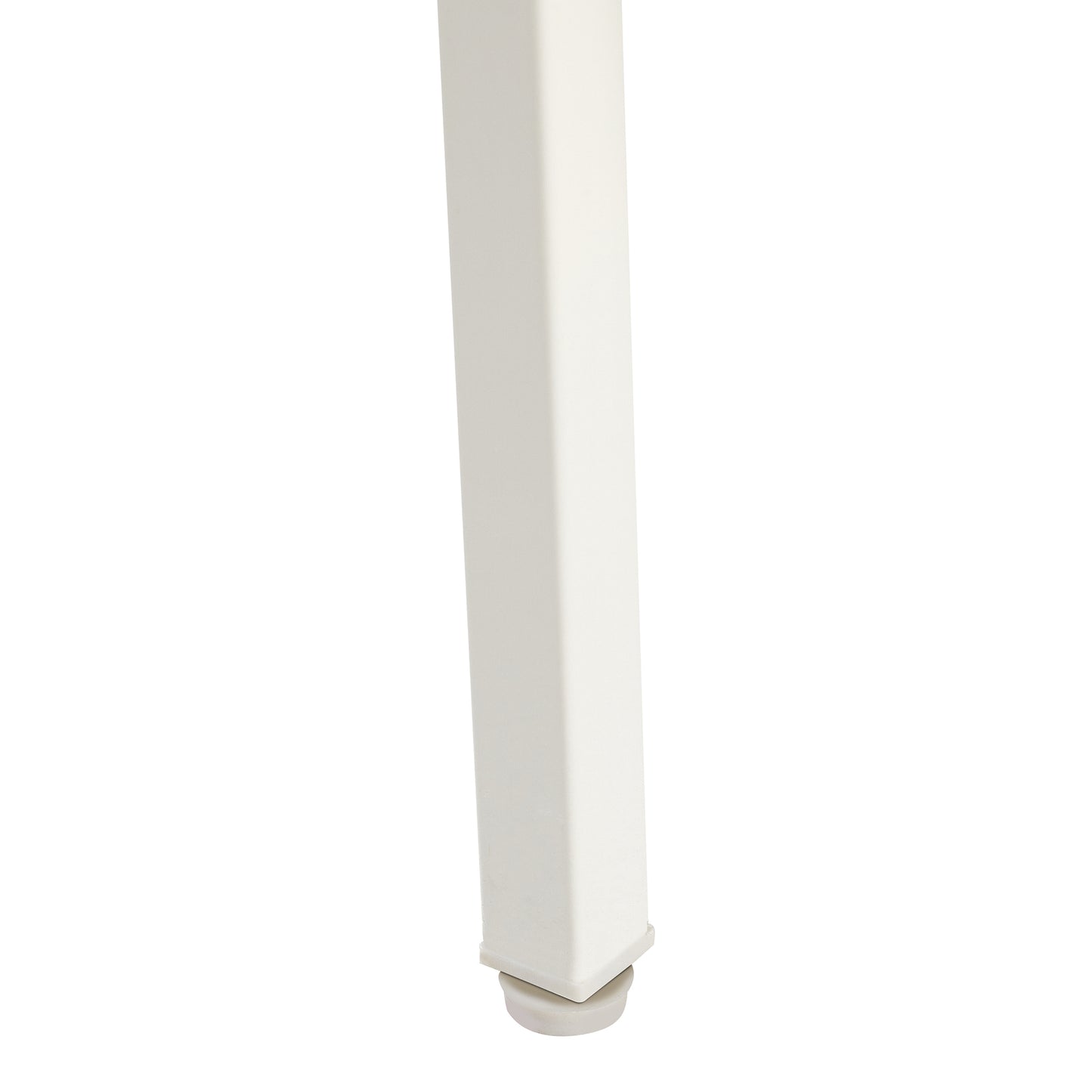 White metal table leg with protective floor pad