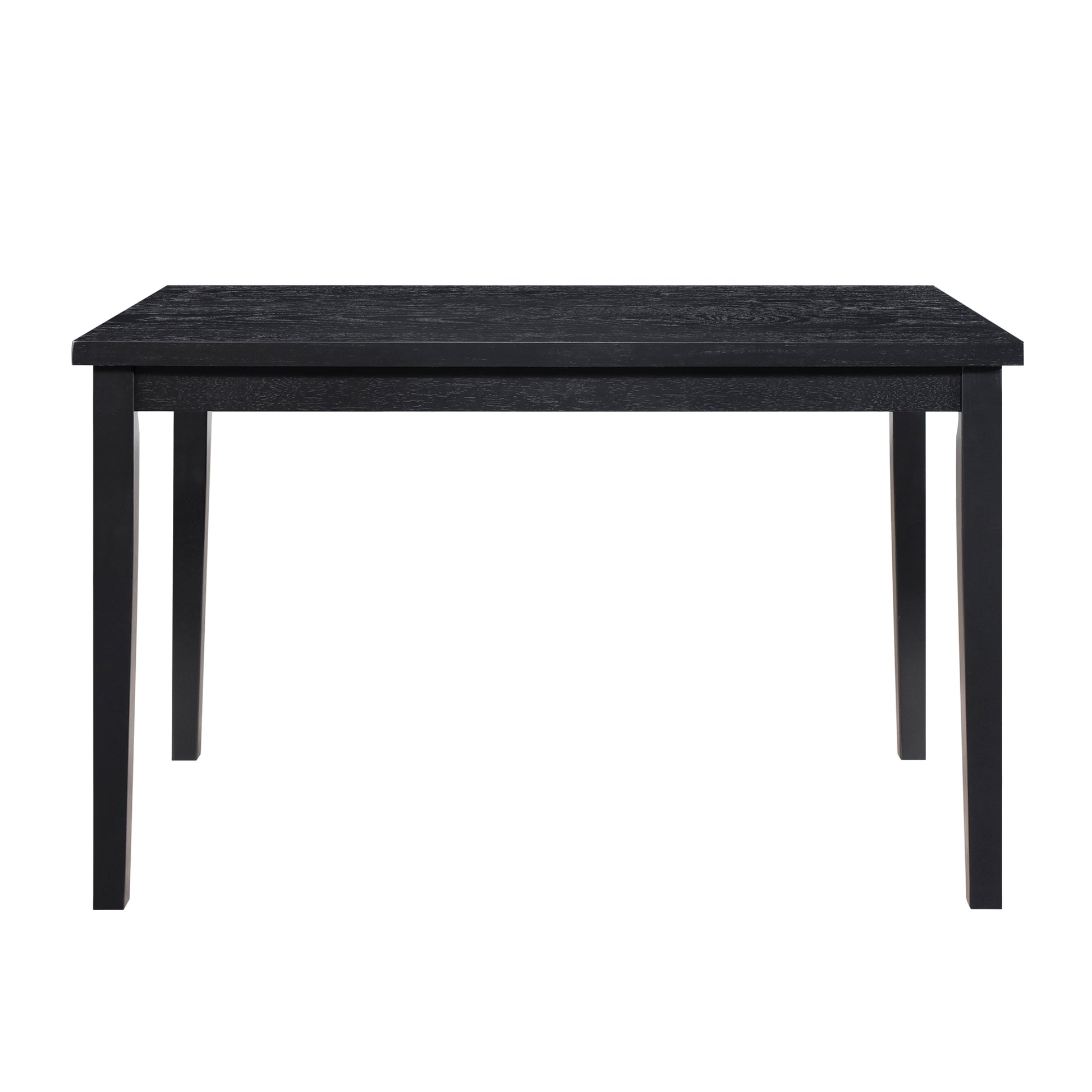 Black wood dining table with textured surface modern design